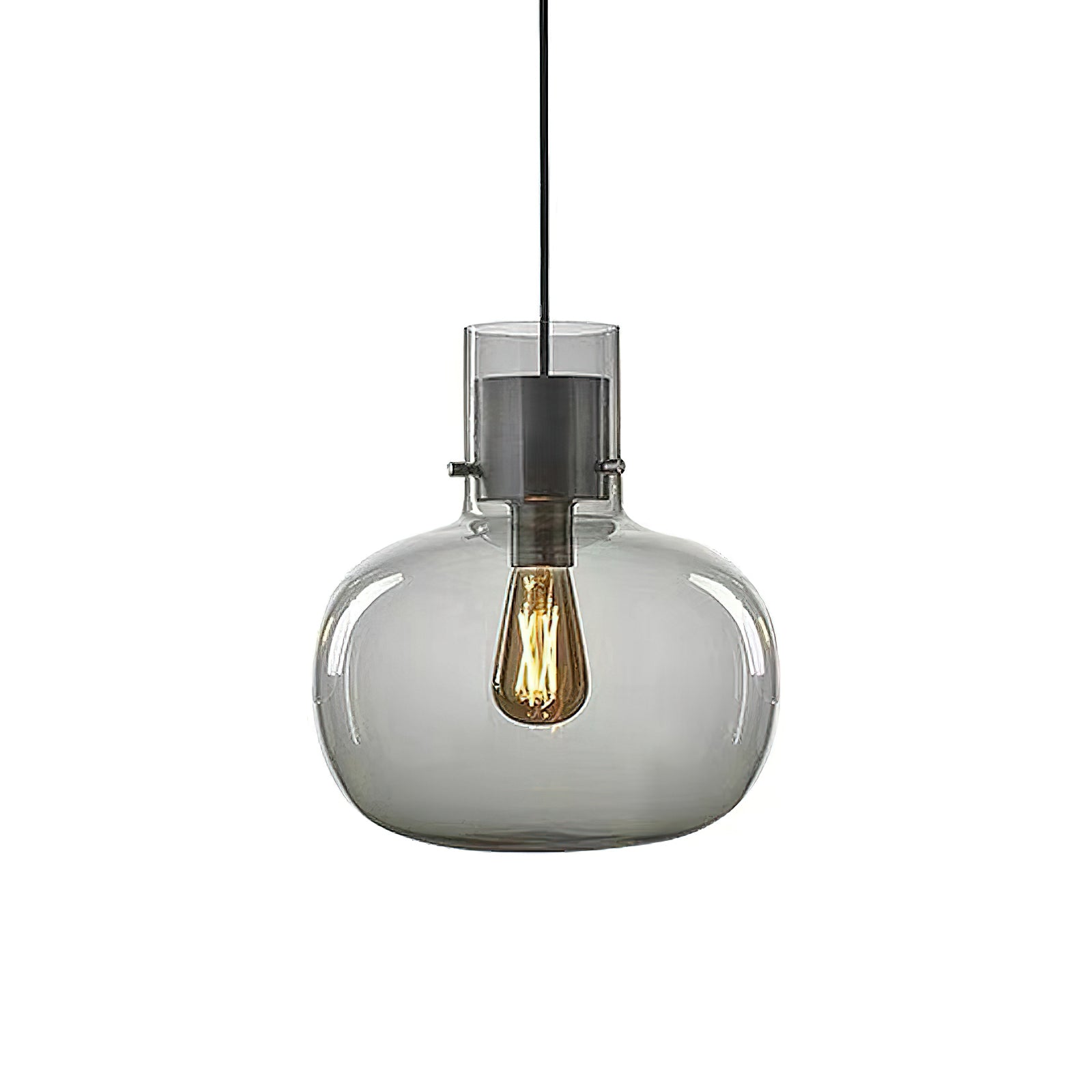 Cambre Glass Pendant Light - Modern Hanging Fixture for Kitchen Island, Dining Room & Bedroom Lighting - Dimmable LED Chandelier with Clear Glass Shade