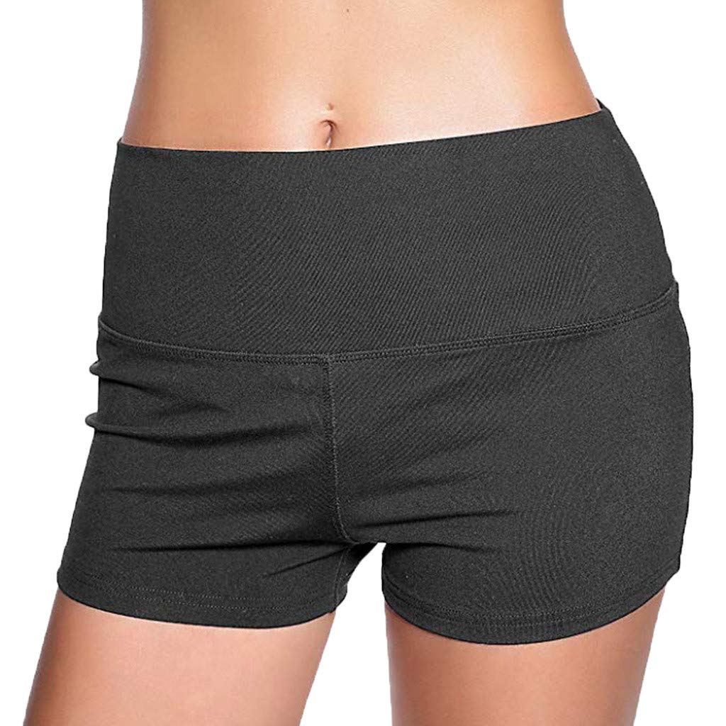 Hessimy Women's High Waist Yoga Shorts with Tummy Control - Athletic Running Compression Workout Shorts with Side Pockets for Gym, Jogging & Lounge Wear