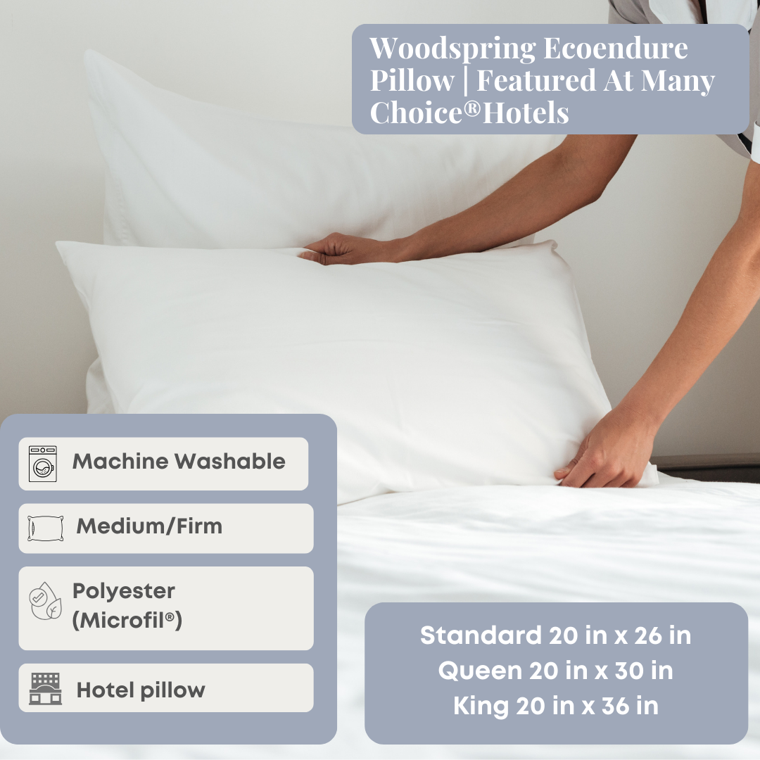 Eco-Friendly Woodspring Ecoendure Pillow - Hypoallergenic & Supportive Memory Foam Pillow for Side, Back & Stomach Sleepers | Hotel Quality Comfort for Home Use