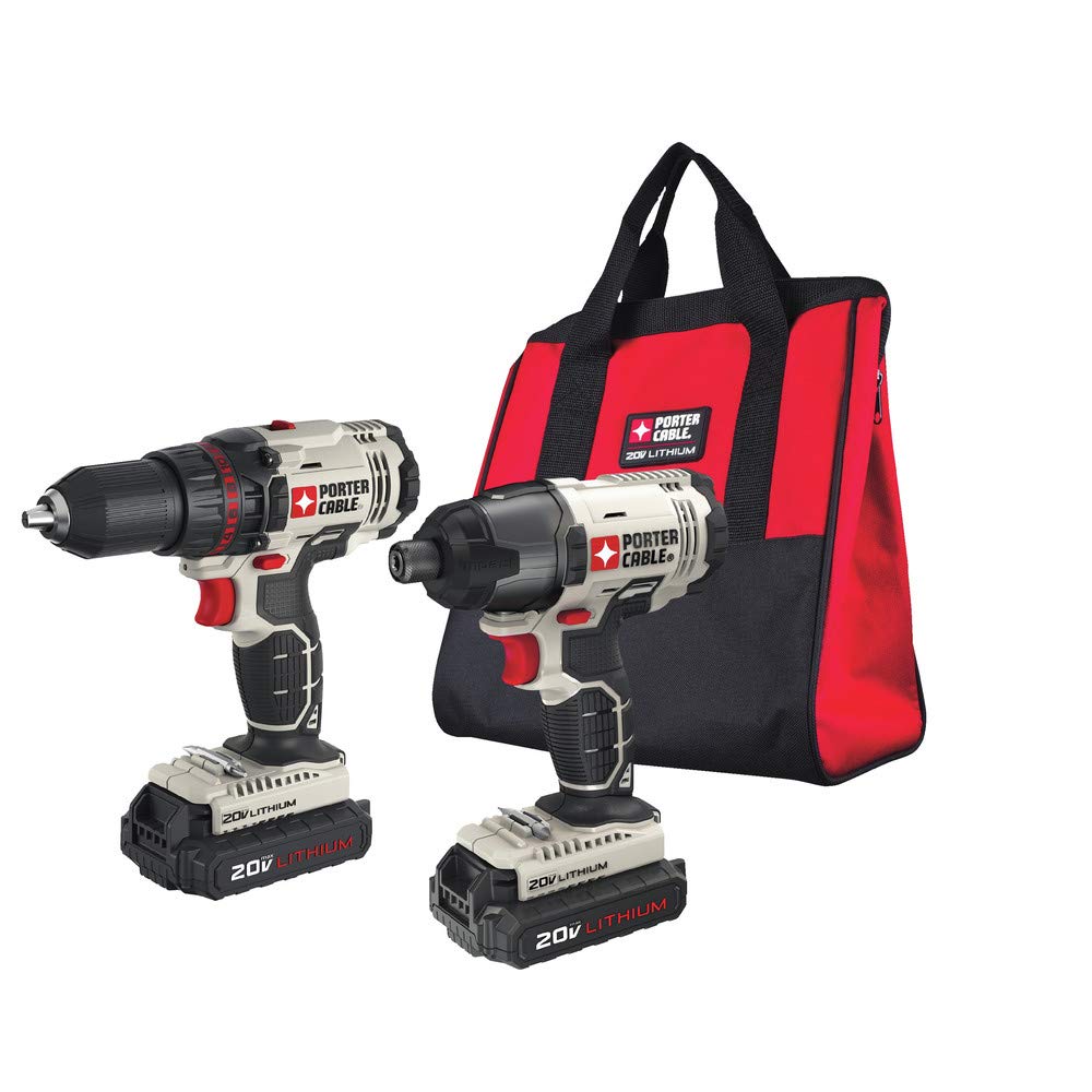 PORTER CABLE PCCK604L2 20V MAX Lithium-Ion Cordless Drill Driver and Impact Driver Combo Kit - Power Tools for DIY Projects, Home Repairs & Professional Construction Work