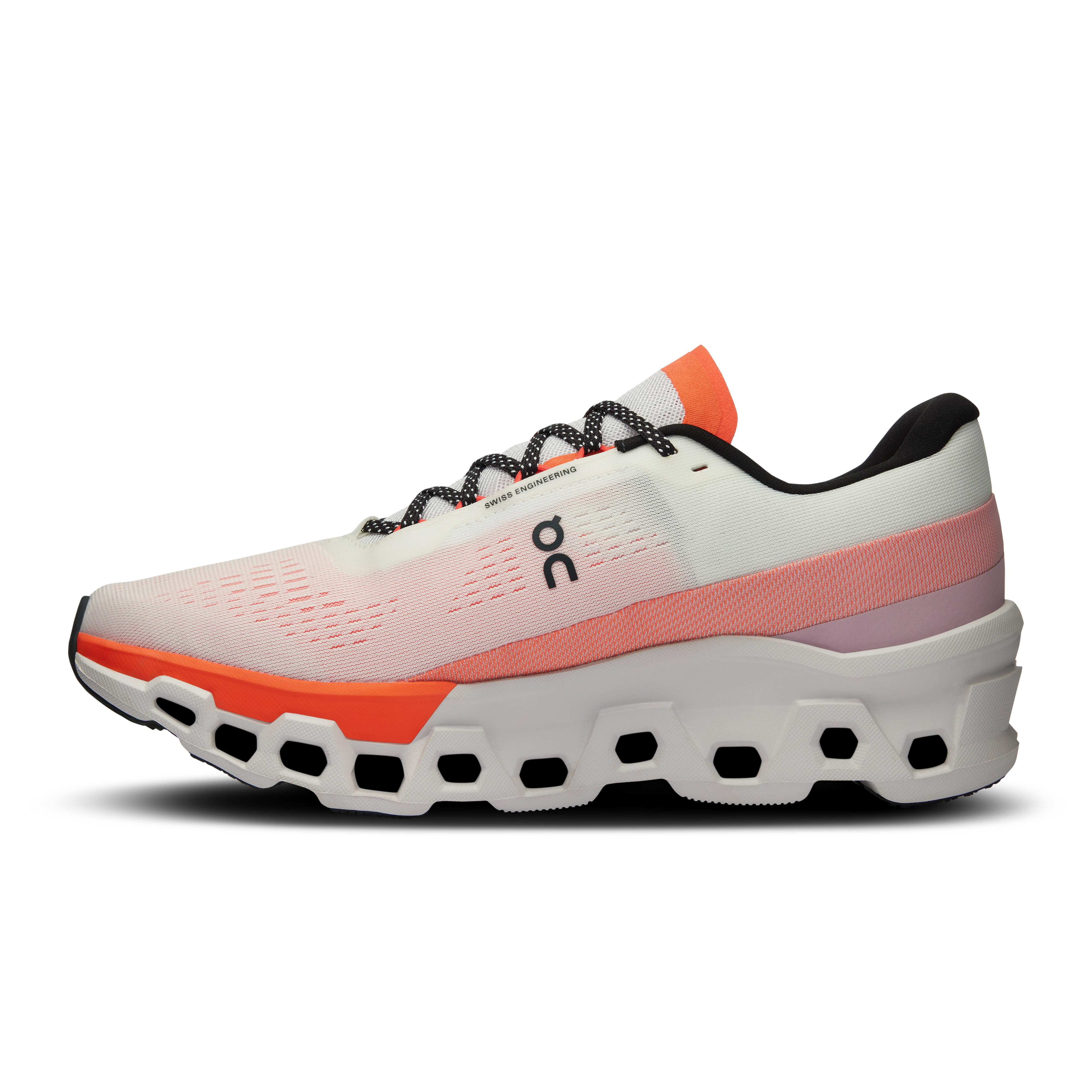 On Running Men's Cloudmonster 2 Running Shoes - White/Flame - Lightweight Cushioned Sneakers for Road Running & Jogging
