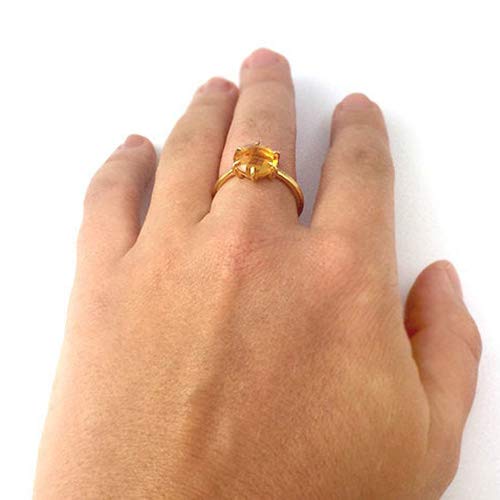 Ruby Ring - Stackable Vermeil Gold or Silver Prong Set Round Ring - July Birthstone Jewelry - Elegant Red Round Ring for Women - Perfect Birthday Gift & Everyday Wear