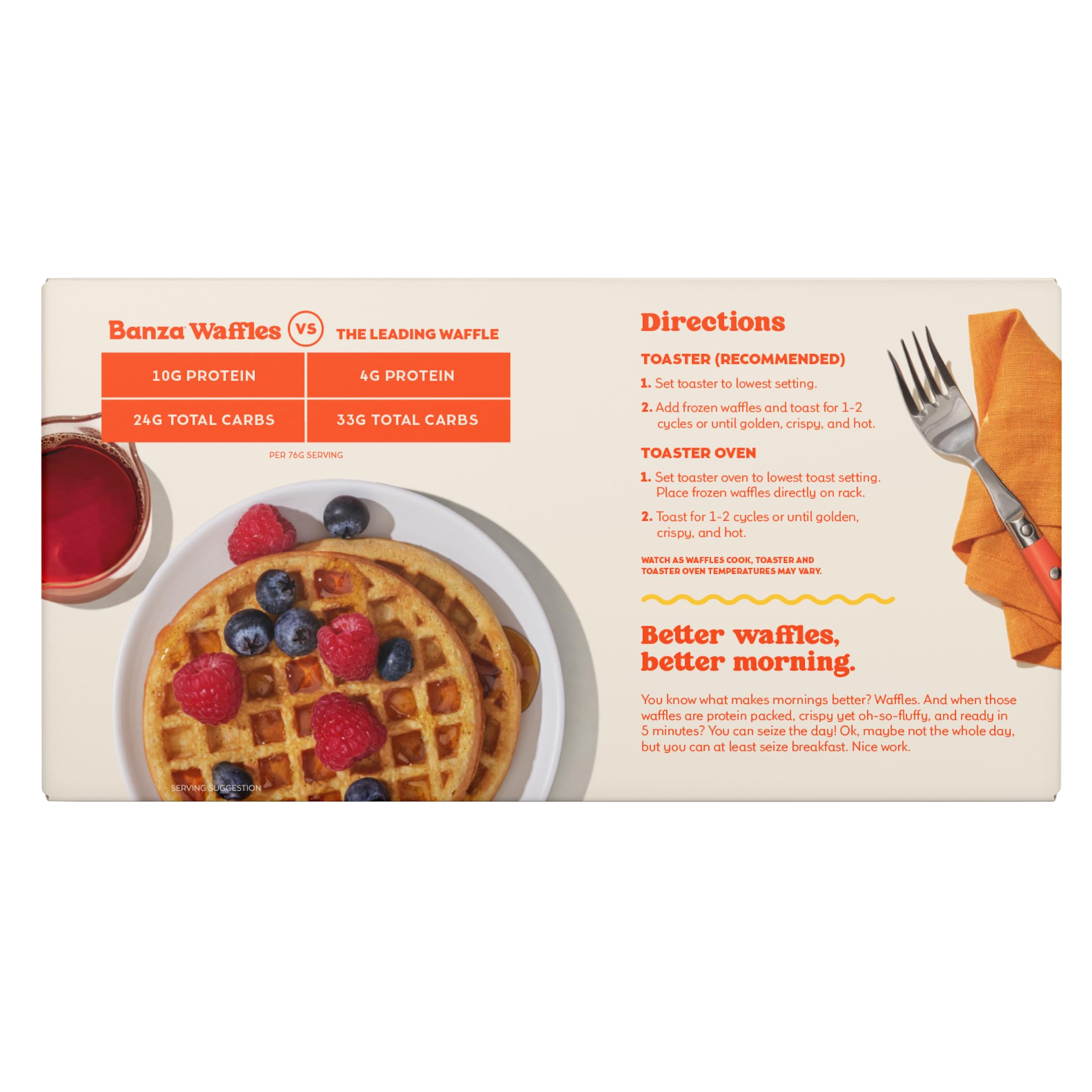 Banza Homestyle Protein Waffles - High Protein, Gluten Free, Low Carb Frozen Waffles Made from Chickpeas (8oz) | Perfect for Quick Breakfast, Healthy Snacks & Keto Diet
