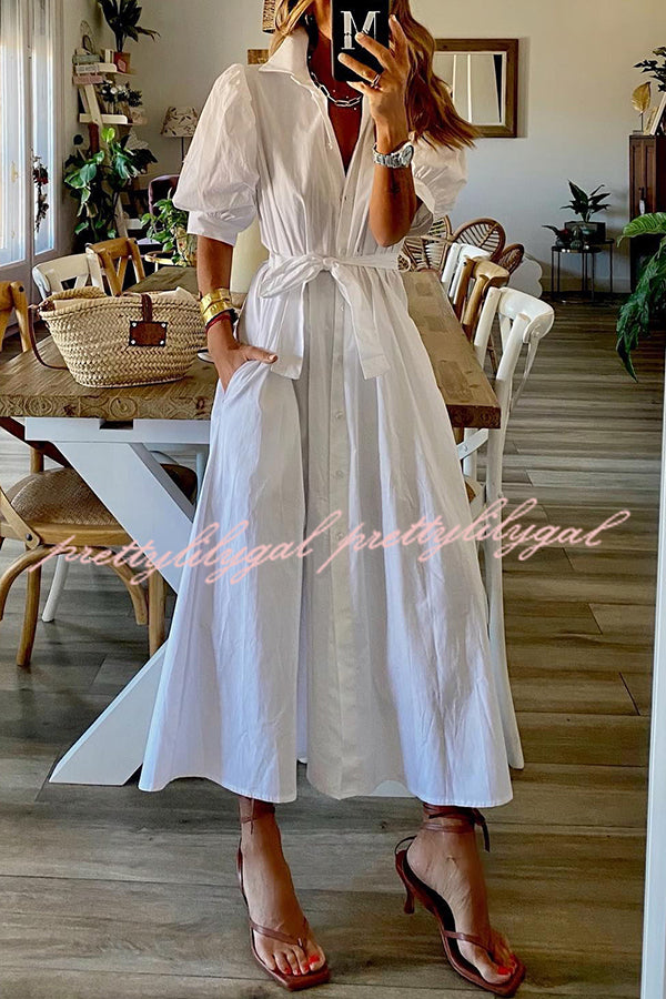 Vintage Pocketed Shirt Midi Dress for Women - Retro Floral Print Button Down Tunic Dress - Perfect for Casual Outings, Date Nights & Summer Vacations