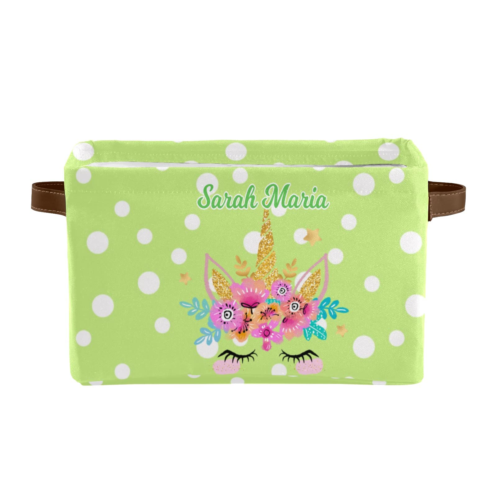 Custom Unicorn Storage Bins with Handles - 2 Pack Painted Flower Design Organizer Cubes for Kids' Room, Nursery, Toys & Clothes | Perfect for Home Organization, Playroom Decor & Gift Giving