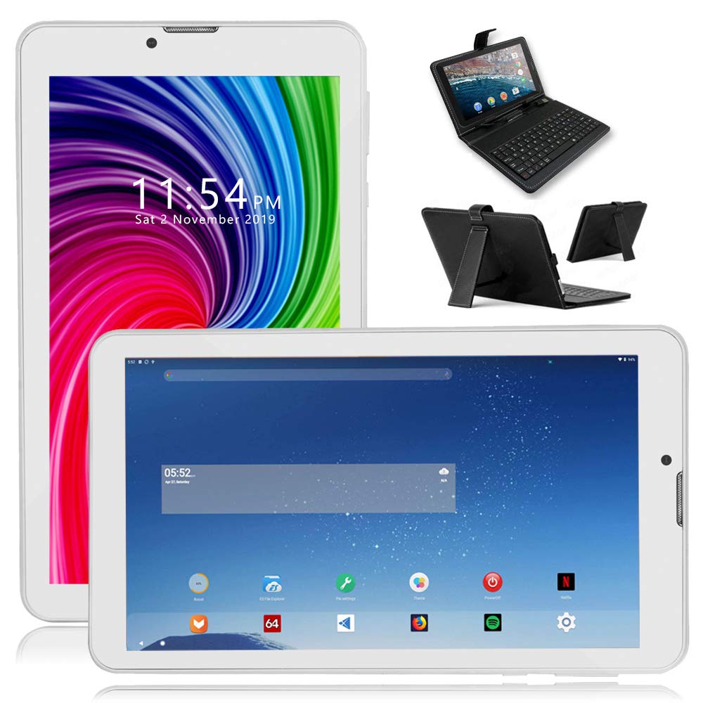 Indigi® 4G LTE GSM Unlocked Android 9.0 Pie 7-inch Tablet & Smartphone - Dual SIM, Quad-Core Processor, 2GB RAM, 16GB Storage (Frost White) with Free Wireless Earbuds - Perfect for Travel, Business & Entertainment