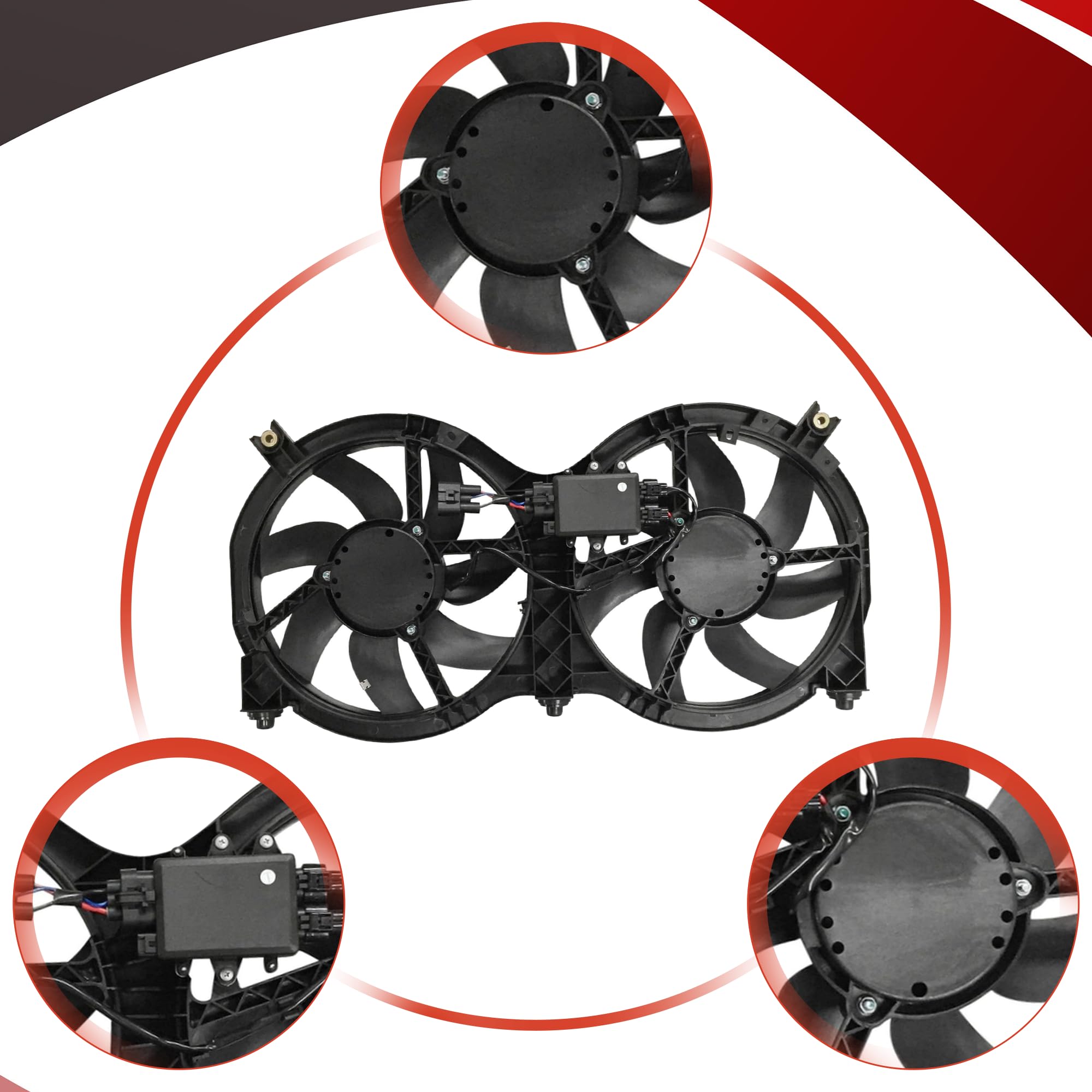 High Performance Radiator & Condenser Cooling Fan with Control Module - Compatible with 2013-2018 Infiniti JX35, 2013-2018 Nissan Pathfinder, 2014-2019 Infiniti QX60 - Perfect for Engine Cooling & AC System Maintenance