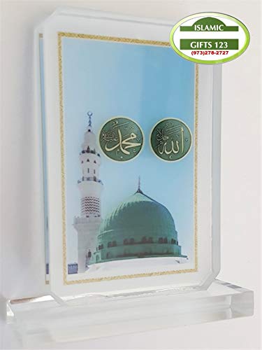 Islamic Crystal Madina Green Dome - Handcrafted Islamic Gifts for Ramadan, Hajj & Eid Decor - Muslim Home Decor, Wedding Favors, Baby Quran Gift - Perfect for Prayer Rooms, Islamic Events & Palestine Support