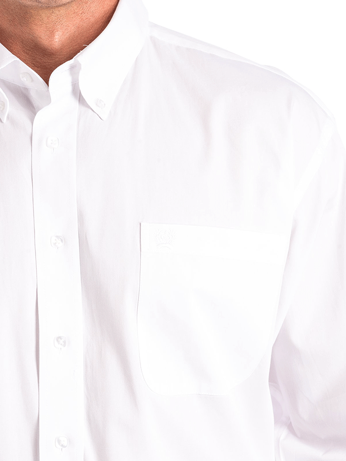 Men's Long Sleeve Single Pocket Casual Shirt - Solid White (MT10320020) | Comfortable Work & Outdoor Wear