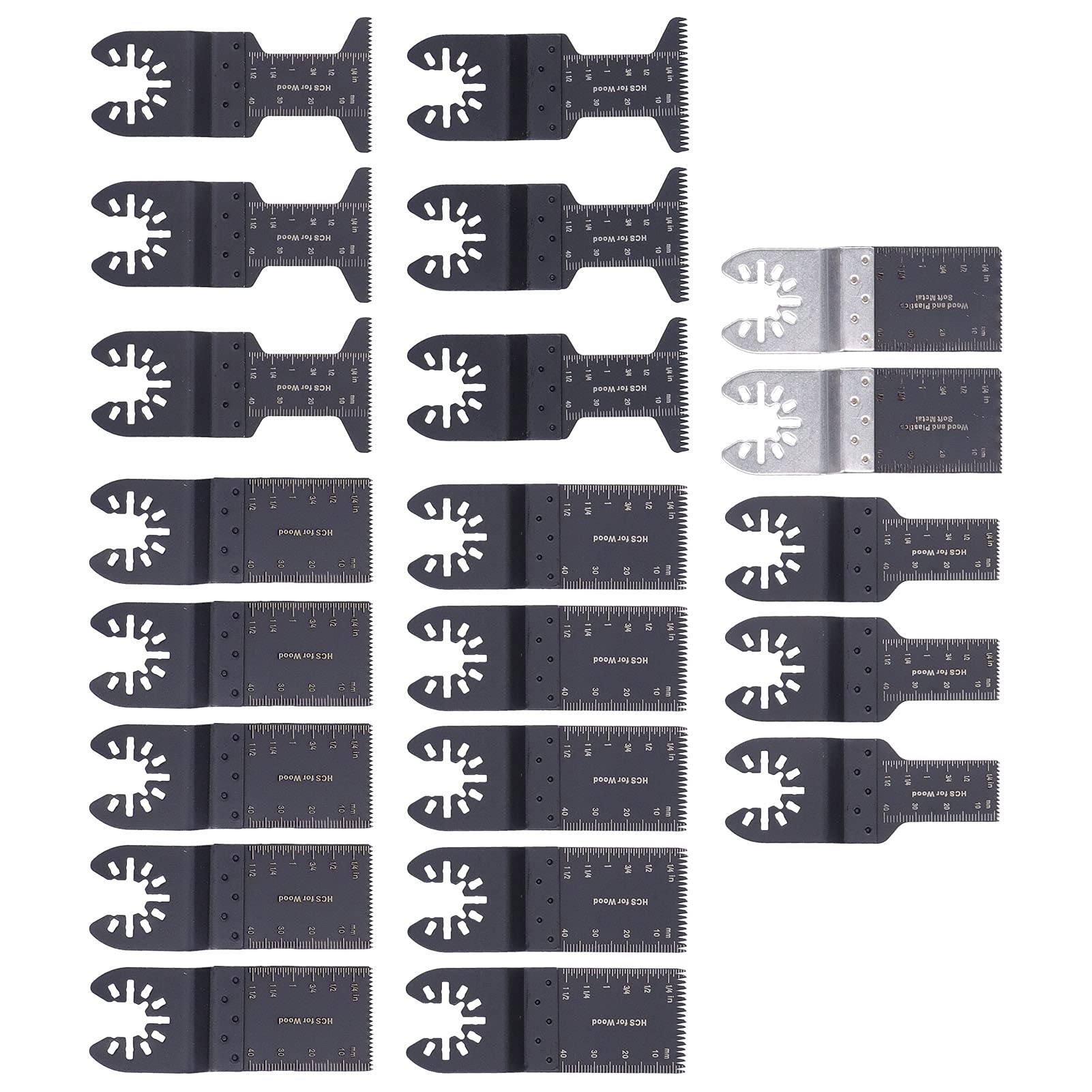 21Pcs High Carbon Steel Oscillating Saw Blade Kit - Rustproof Straight Blades for Cutting, Scraping & Shaping | Perfect for Woodworking, Metal Cutting & DIY Home Renovation Projects