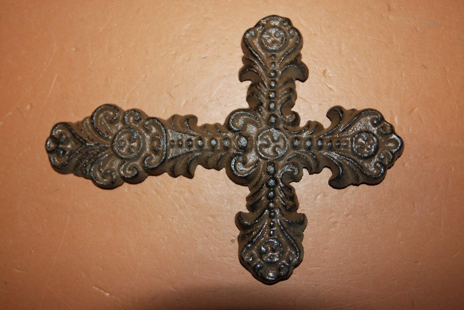 Christian Love Home Decor - Rustic Cast Iron Wall Cross Set of 5 for Farmhouse, Church & Bedroom Wall Art | Religious Gift & Spiritual Decor