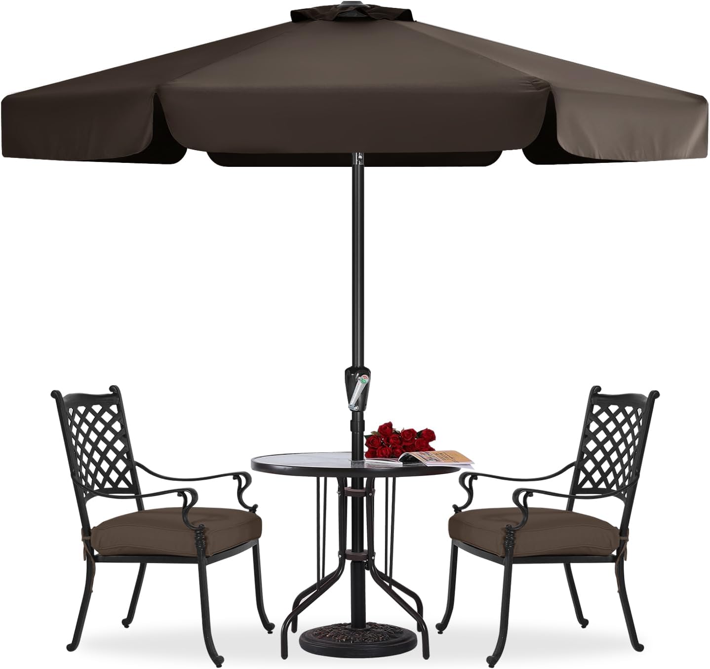 ABCCANOPY 7.5FT Outdoor Market Umbrella with 6 Ribs, Tilt & Crank Mechanism - Perfect for Patio, Backyard, Poolside, and Commercial Use