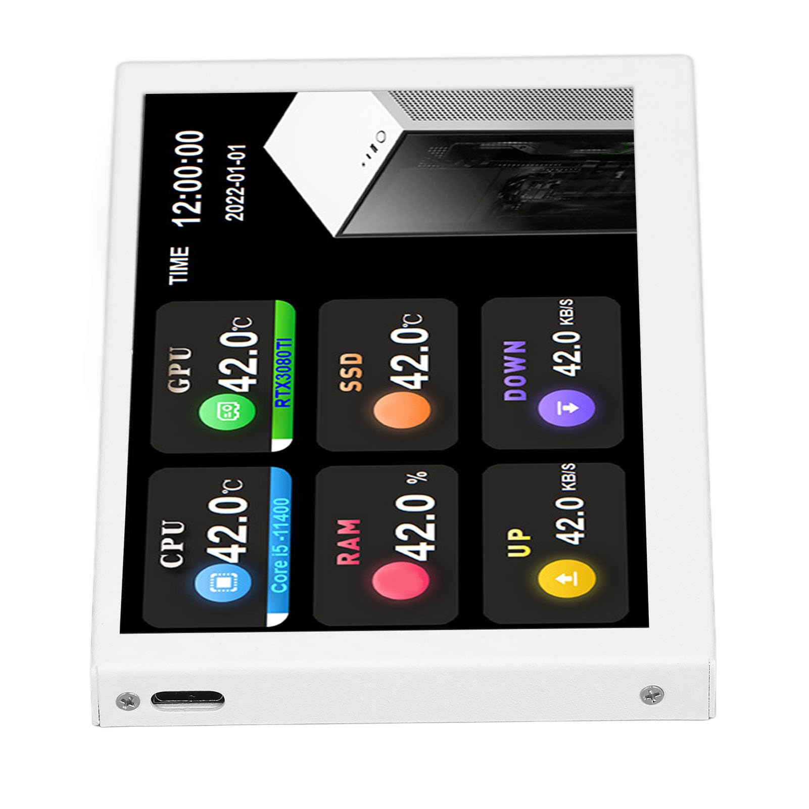 Fockety 5 Inch IPS USB Mini Screen - AIDA64 PC CPU RAM HDD Data Monitor with 800x480 Resolution | Real-Time Computer Temperature Display & Sensor Panel | Perfect Secondary Screen for PC Case & Gaming Setup Monitoring