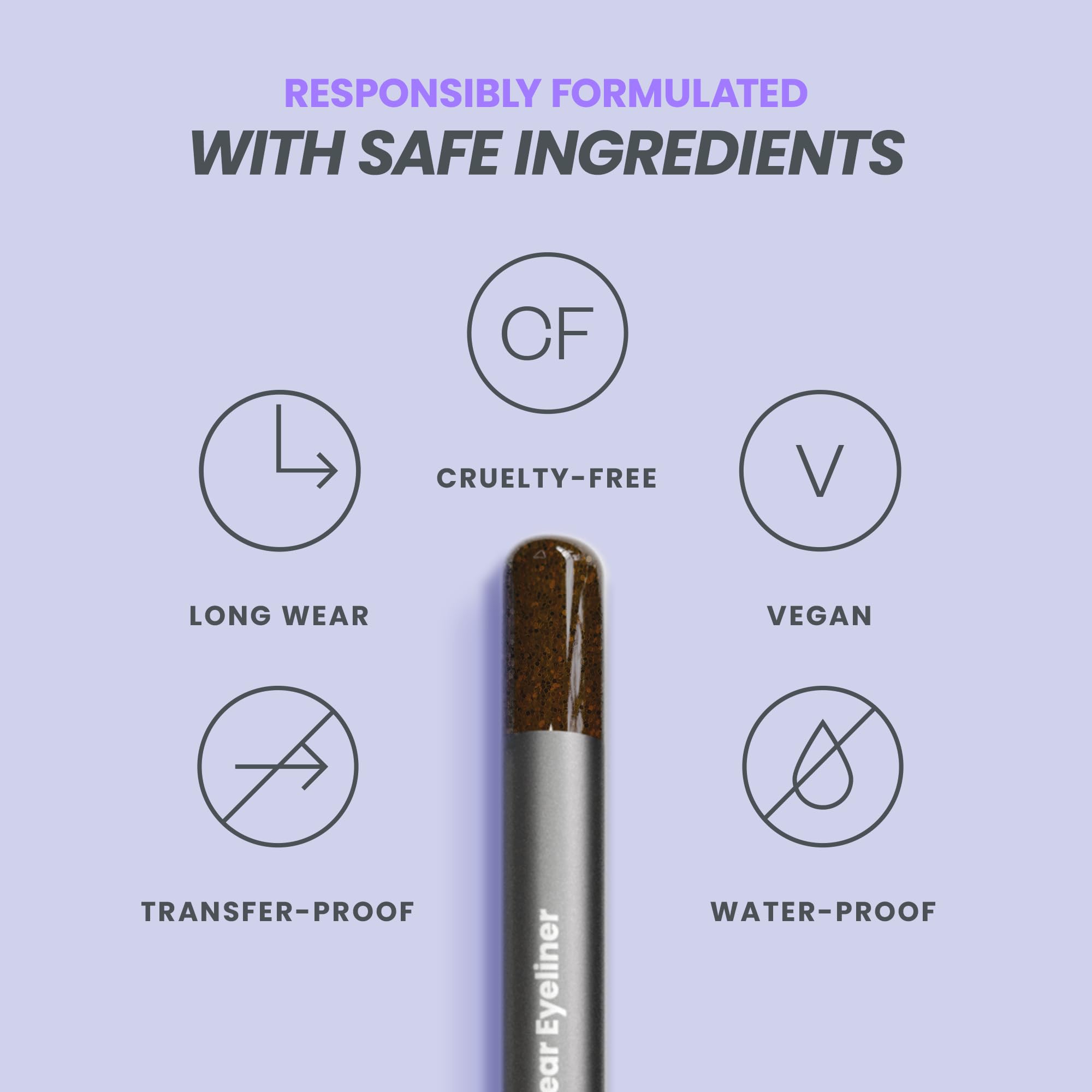 Wonderskin 1440 Longwear Brown Glitter Eyeliner - Waterproof & Smudge Proof for Day & Night Looks