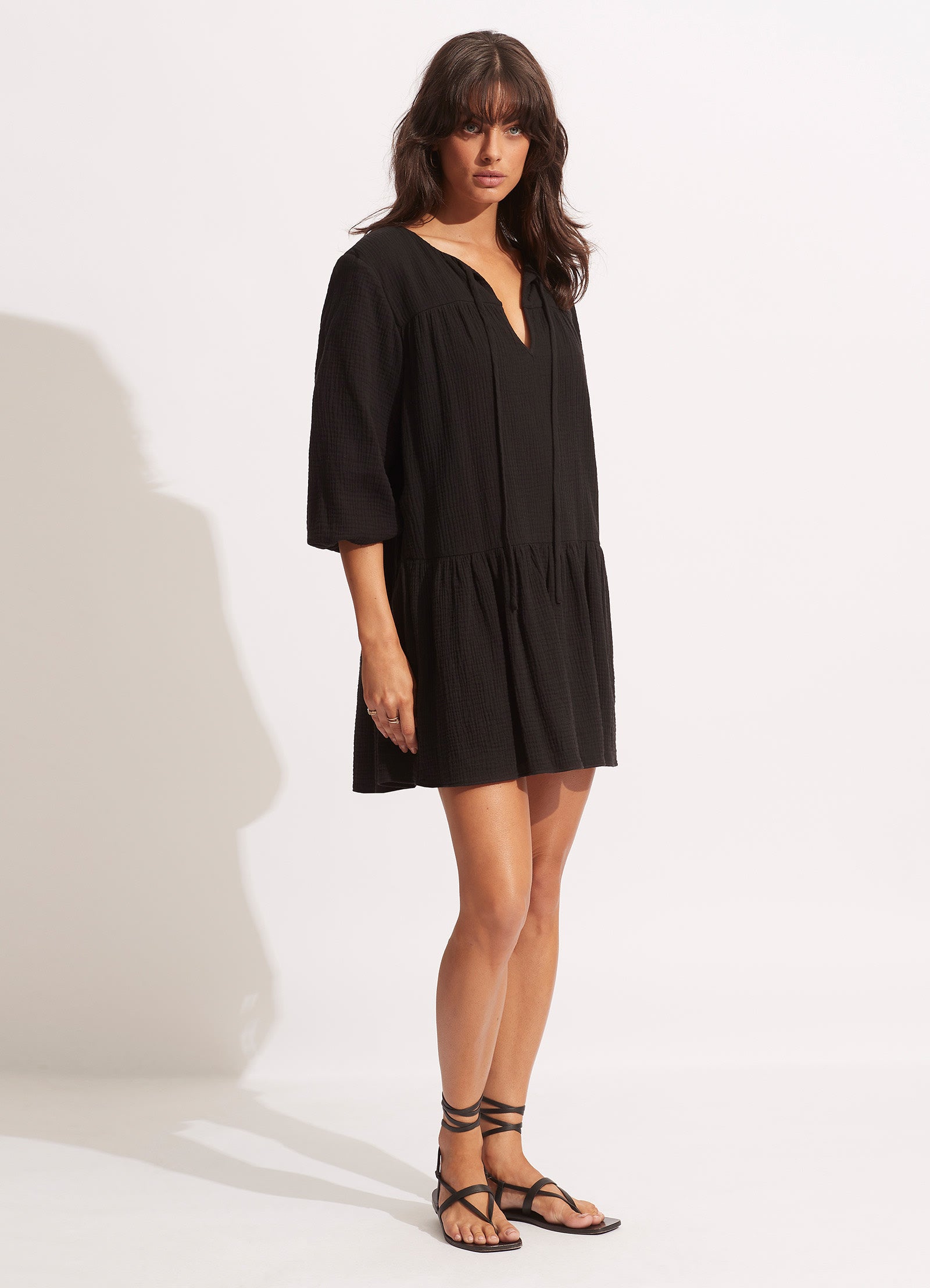 Stylish Fallow Textured Cotton Cover Up - Black | Soft & Comfortable Beachwear for Women | Perfect for Poolside, Vacations & Summer Outfits