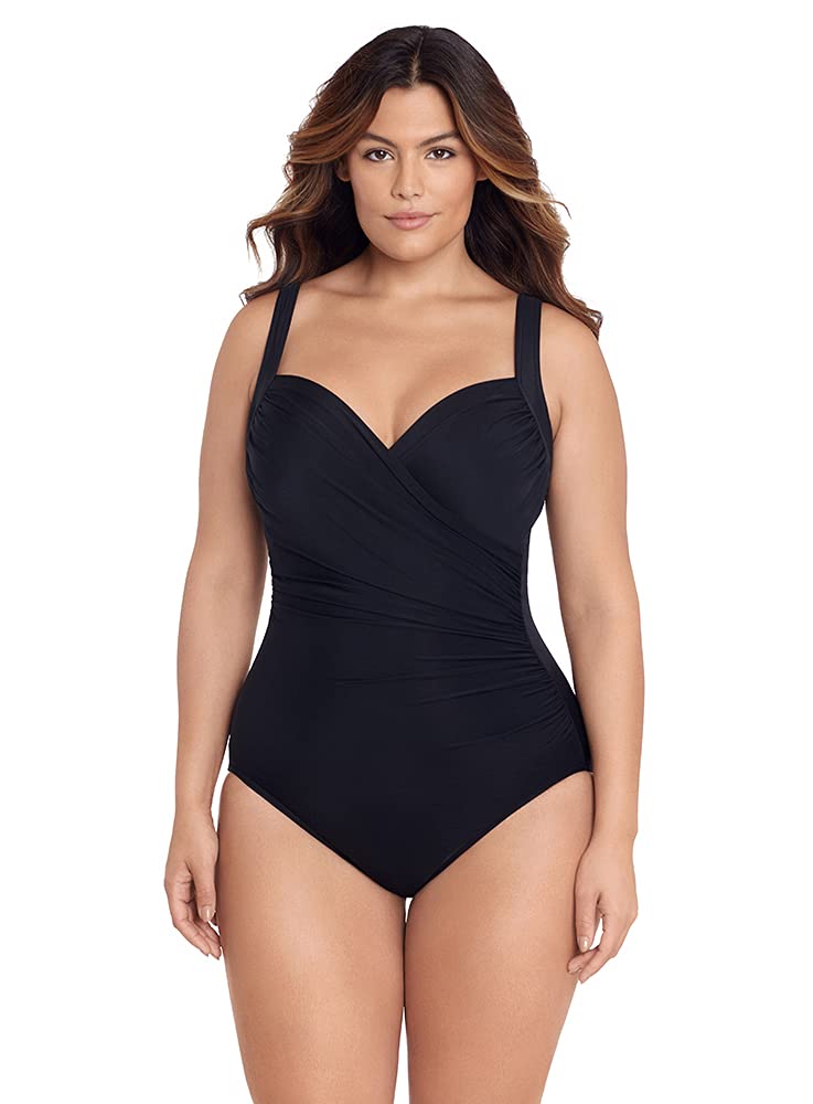 Miraclesuit Women's Plus Size One Piece Swimsuit - Solid Sanibel Sweetheart Neckline Swimwear for Curvy Women | Perfect for Beach, Pool & Vacation