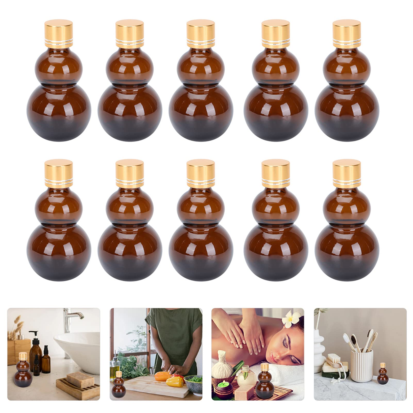 DOITOOL 10-Pack 50ml Amber Glass Perfume Bottles, Essential Oil Roller Bottles, Travel-Sized Toiletry Containers for Fragrance, Makeup & Liquids - Perfect for DIY, Aromatherapy & On-the-Go Use