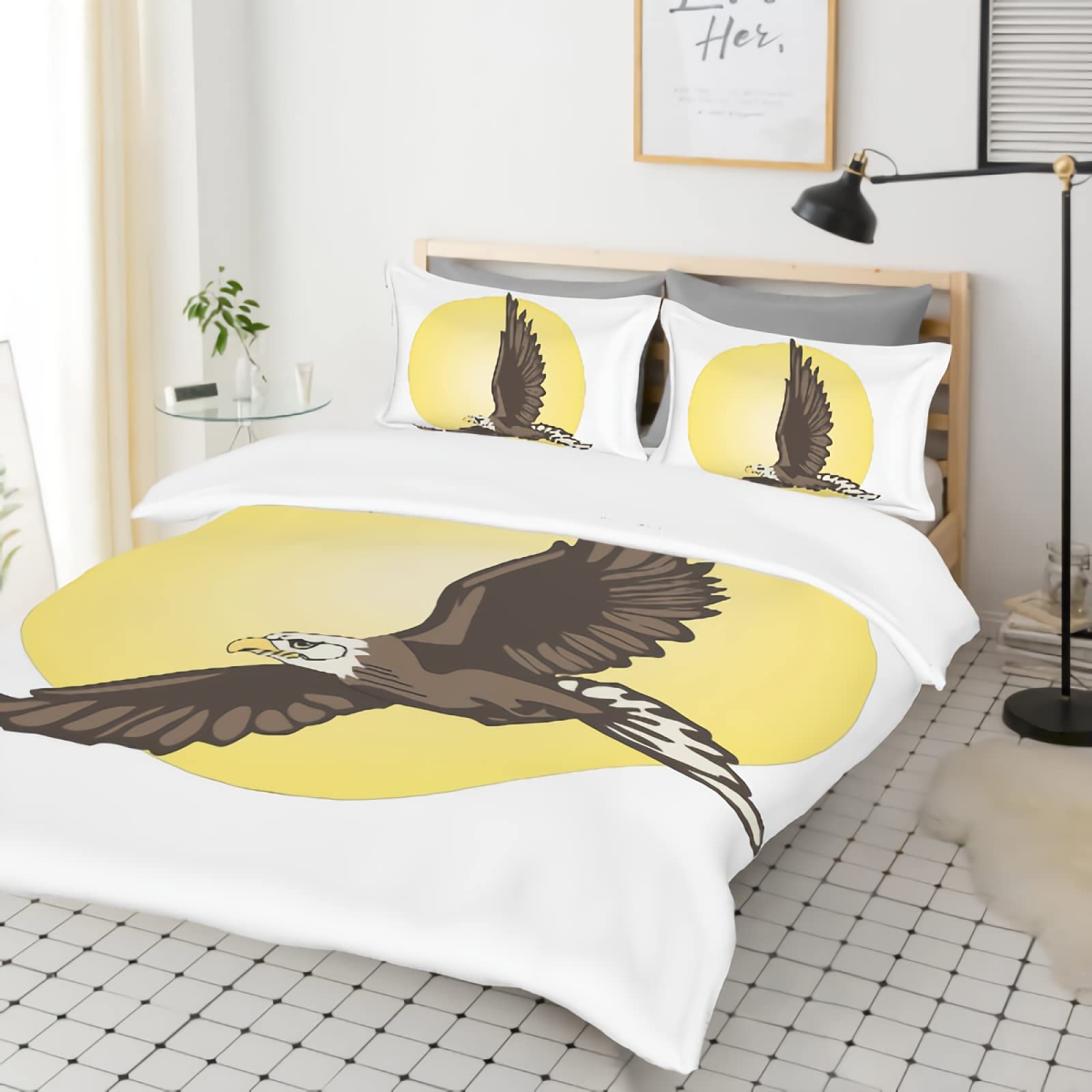 GREDBH King Size Eagle Duvet Cover Set - 100% Soft Microfiber Bedding with 2 Pillowcases (3-Piece, Eagle Pattern, Comforter Cover Only) - Perfect for Hunting Lodge, Cabin Decor or Nature-Themed Bedroom
