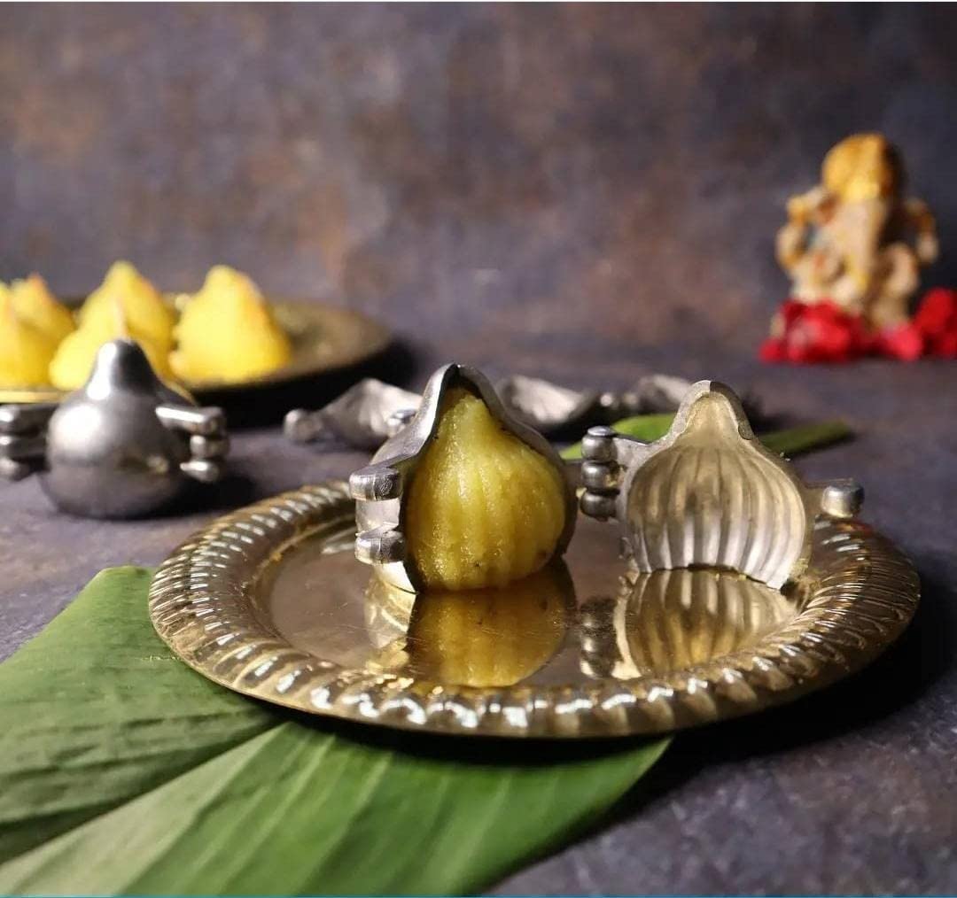 Premium Aluminum Modak Maker Mould Set of 2 - Perfect for Ganpati, Diwali, Dussehra & Indian Festivals - Ideal for Making Traditional Sweet Dumplings at Home