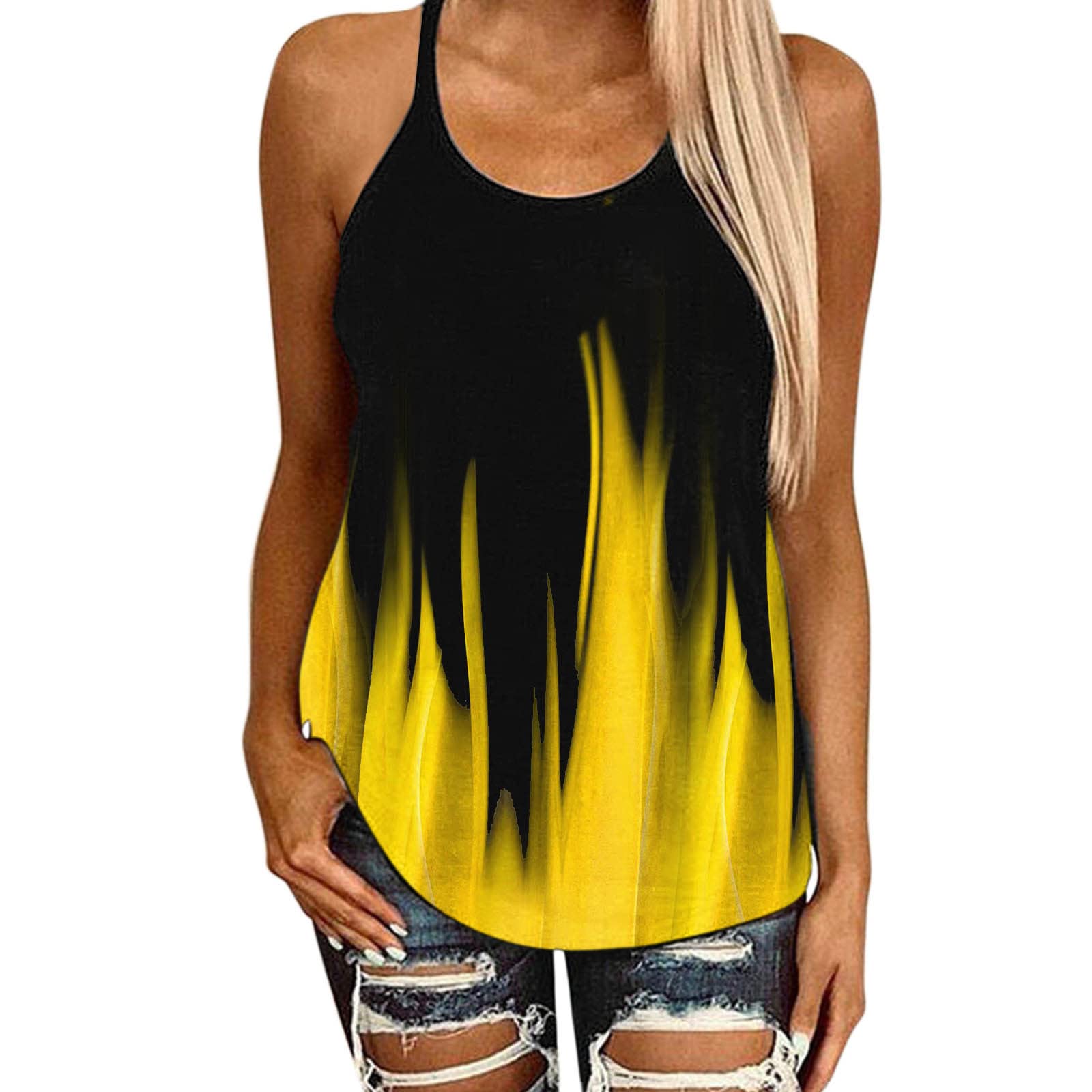 Women's Boho Floral V-Neck Spaghetti Strap Tank Tops - Sleeveless Summer Shirts for Casual Outings, Beach Vacations & Music Festivals