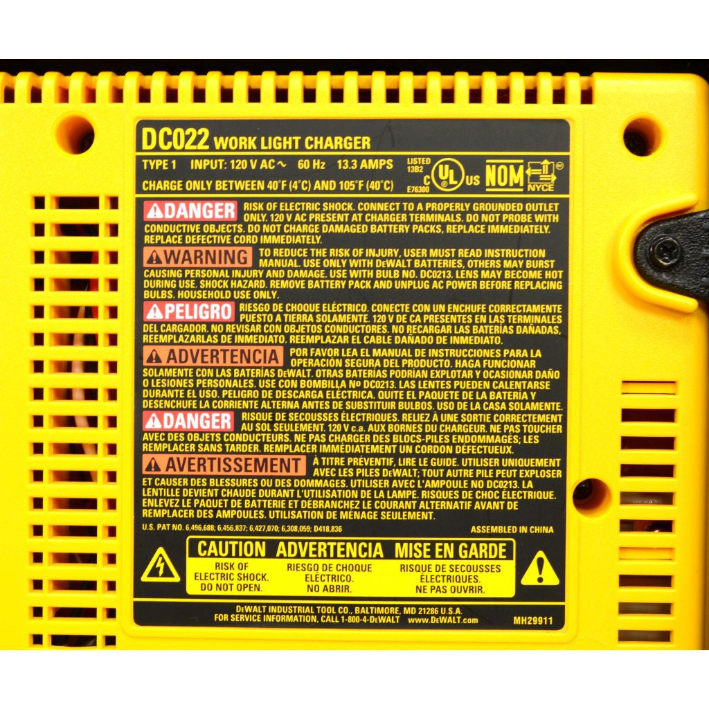 DEWALT DC022 Cordless or Corded Work Light - Bright LED Job Site Lighting for Construction, Garage, and Outdoor Use