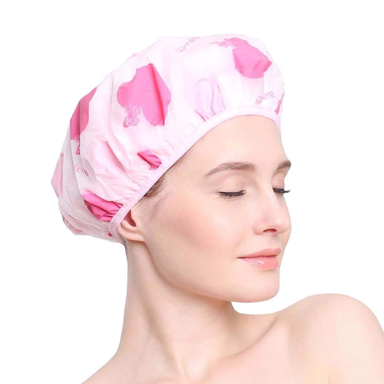 DEXO Waterproof Shower Caps 3 Pack - Reusable Bath & Shower Hair Covers for Women & Men - Multicolor Shower Cap Set for Swimming, Spa, Salon & Travel