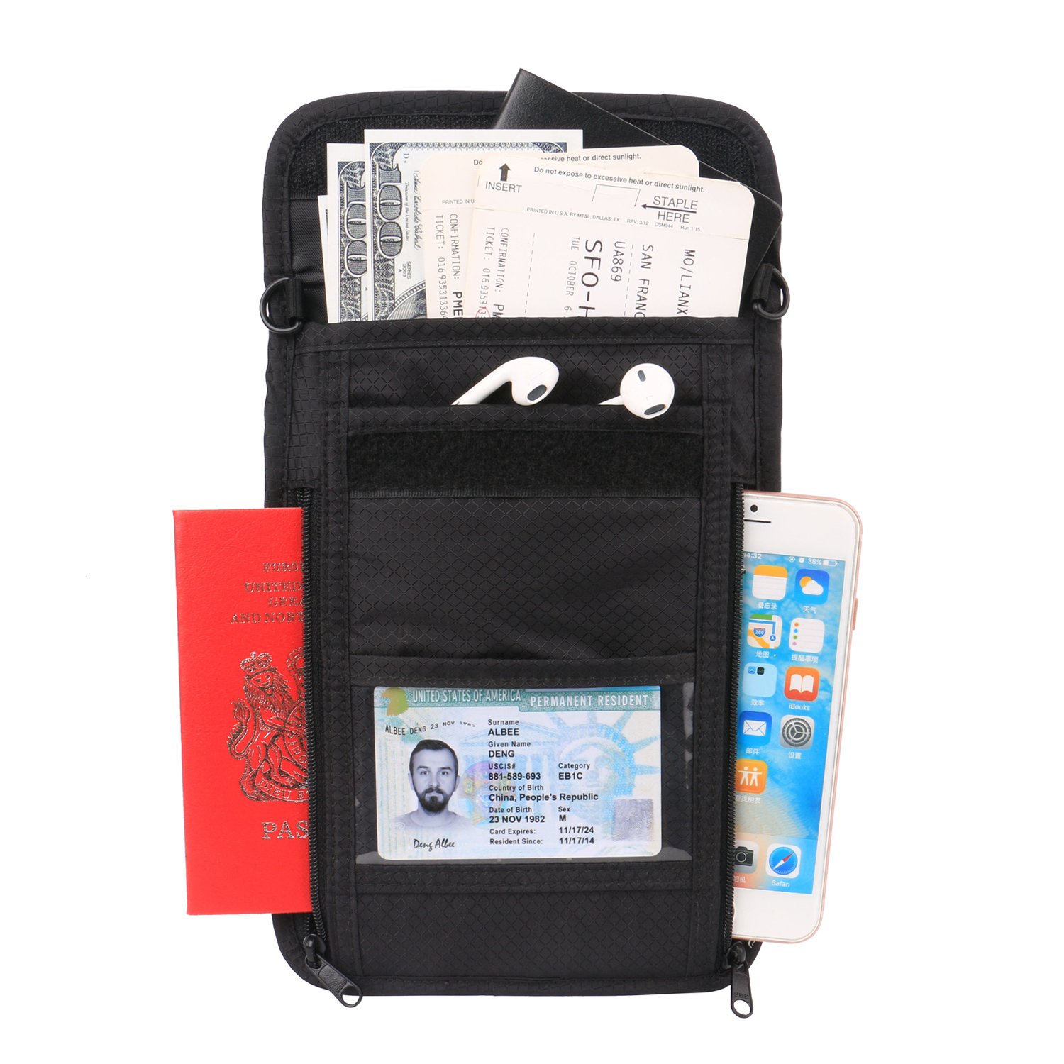 RFID Blocking Travel Neck Pouch - Secure Passport Holder & Travel Wallet for Men & Women - Perfect for Airports, Vacations & International Trips