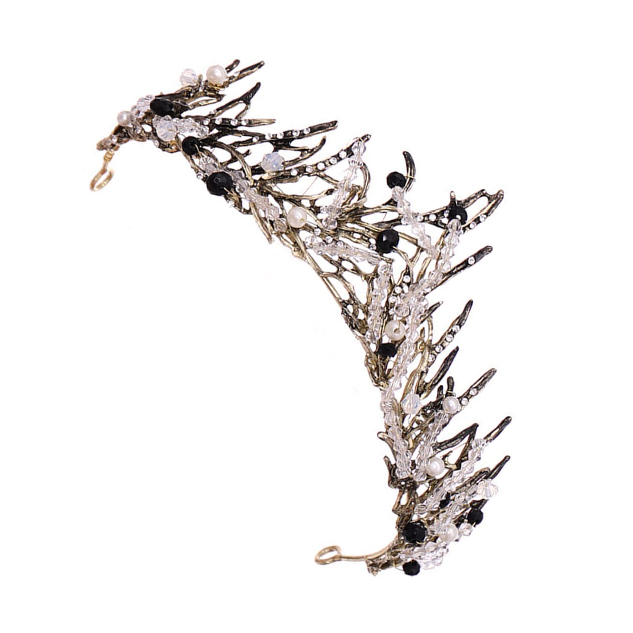 Elegant Rhinestone Tiara Headband for Brides - Retro Princess Crown with Alloy Design, Black Crystal Wedding Headdress for Women & Girls | Perfect for Banquets, Bridal Showers, and Special Occasions
