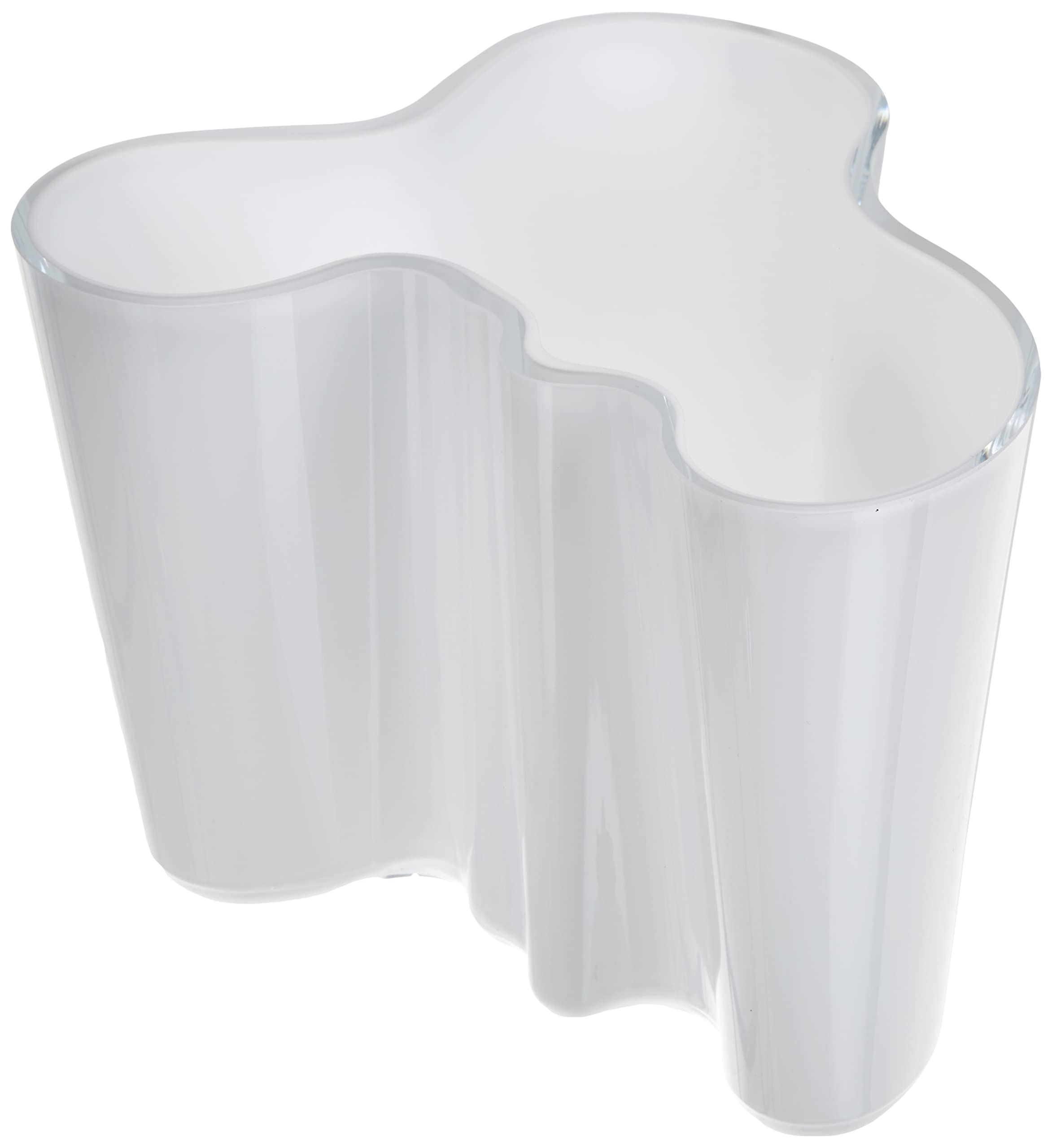 Iittala Alvar Aalto 160mm White Glass Vase - Modern Scandinavian Home Decor for Living Room, Dining Table & Office Desk