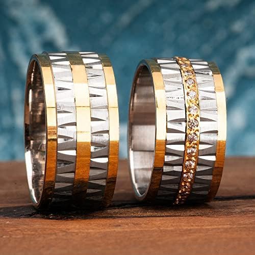 925 Sterling Silver Matching Wedding Rings for Couples - Personalized His & Hers Wedding Band Set - Elegant & Durable for Engagement, Anniversary & Vow Renewal Ceremonies