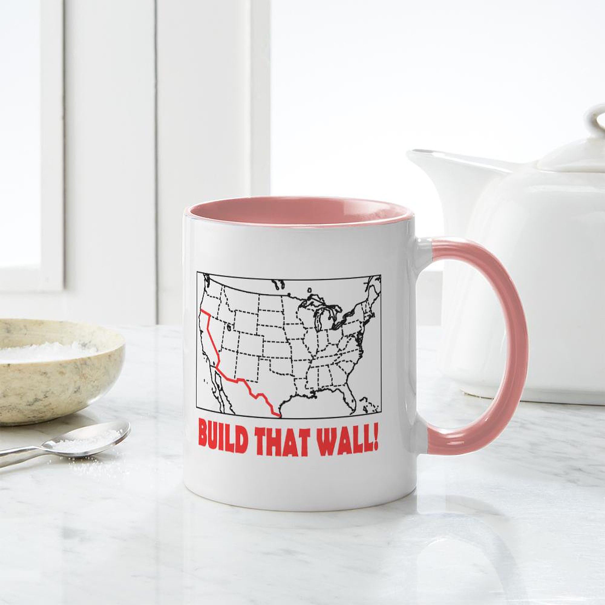 Build That Wall 11 oz (325 ml) Ceramic Coffee Mug - Funny Political Novelty Gift for Trump Supporters, Perfect for Office, Home & Conservative Events