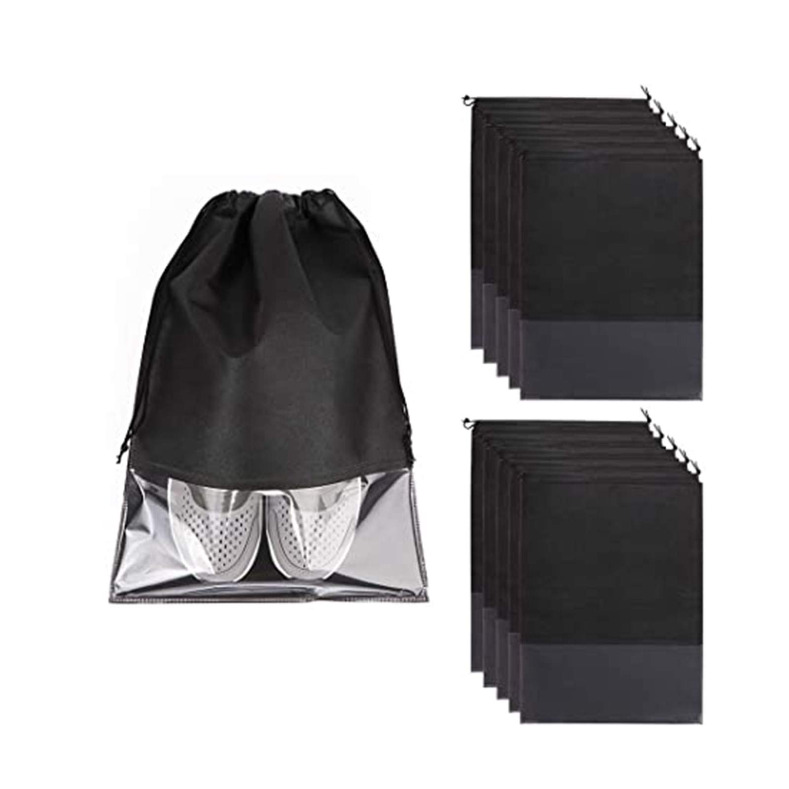 Reusable Cotton Mesh Produce Bags for Fruits & Vegetables - 10 Pack Eco-Friendly Storage Bags for Groceries, Kitchen Organization & Zero Waste Lifestyle (Black, One Size) - Perfect for Farmers Market, Meal Prep & Sustainable Shopping