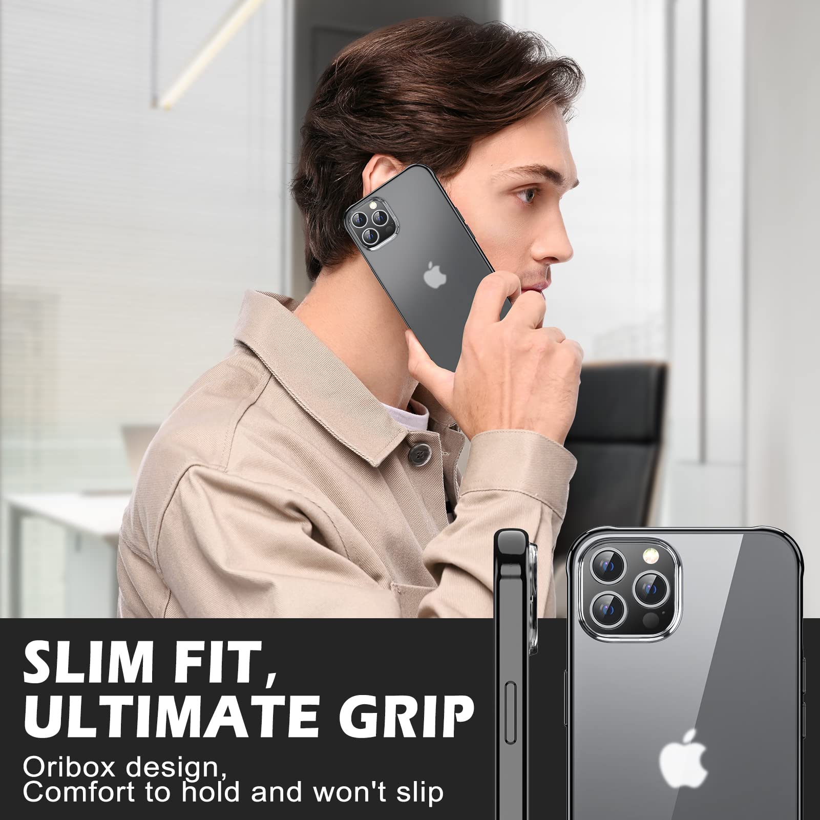 ORIbox iPhone 13 Pro Max Case - Matte Black Translucent Protective Cover with Soft Edges, Slim Lightweight Design for iPhone 13 Pro Max (6.7