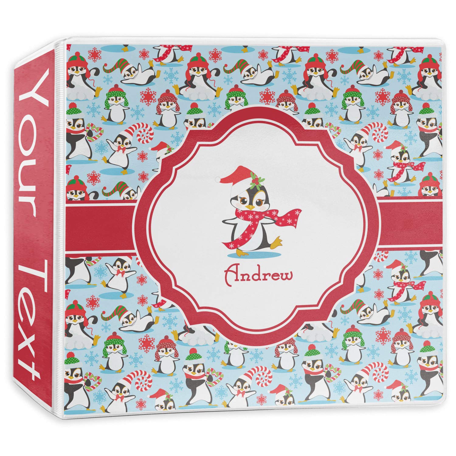 Personalized Christmas Penguins 3-Ring Binder - 3 Inch School & Office Supplies for Holiday Organization & Gift Giving