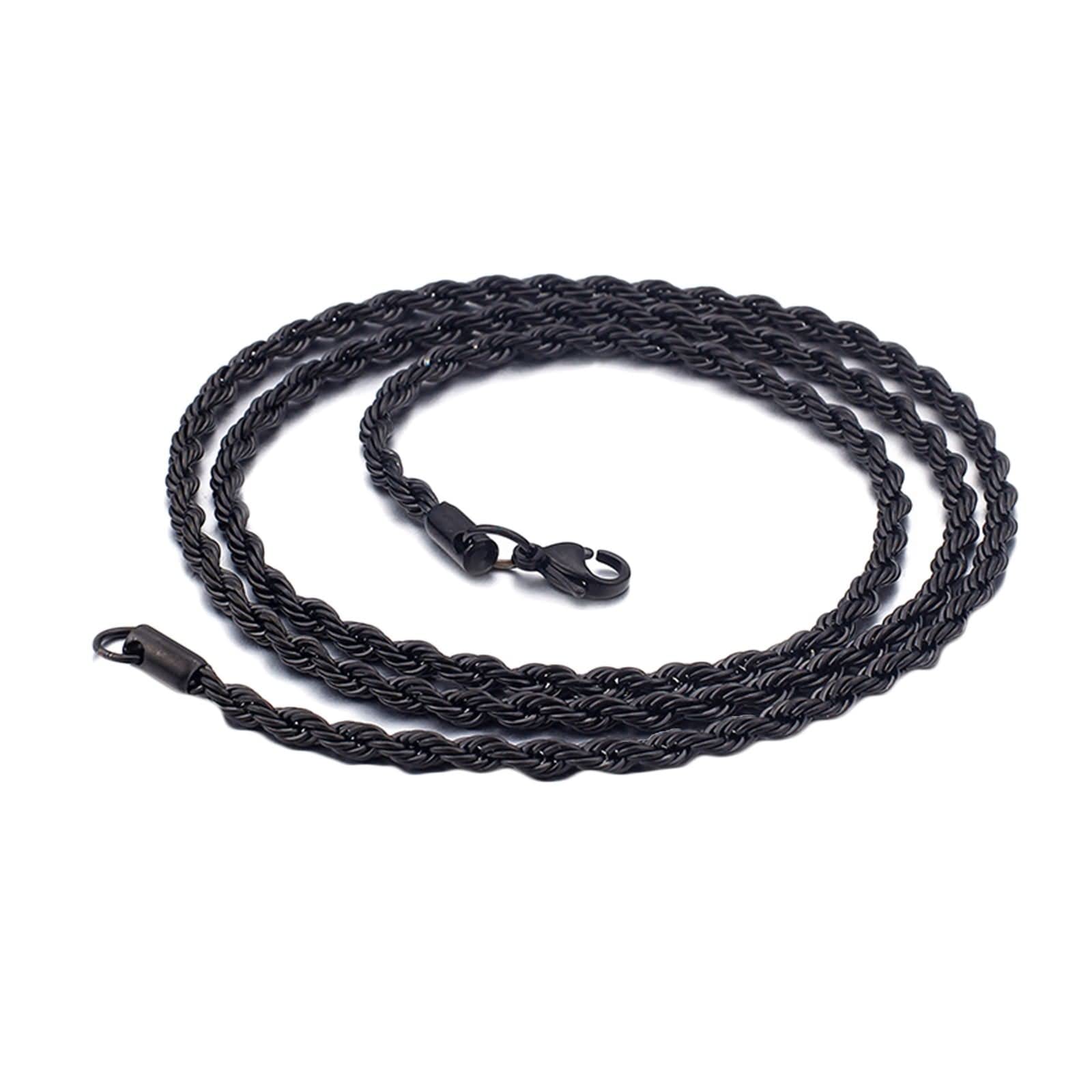 Men's Stainless Steel Twisted Rope Chain Necklace - 2.4mm 18 Inch Gothic Hip Hop Jewelry for Men | Perfect for Casual Wear, Parties & Street Style Fashion