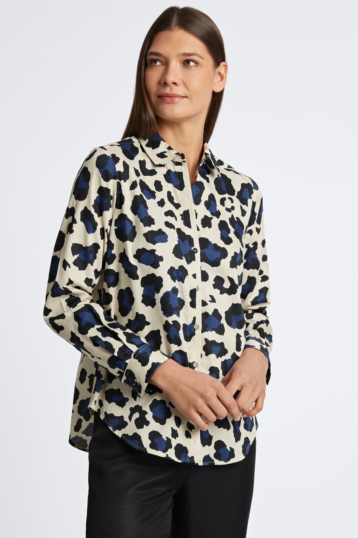 Charlie Large Cheetah Print Border Long Sleeve Shirt for Men - Casual Wear & Party Outfits