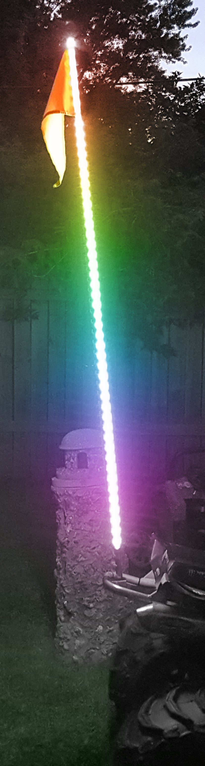 6ft 5050 RGB Multi-Color LED ATV/Jeep Flag Pole Whip - Off-Road Night Riding, Camping & Tailgating Accessories