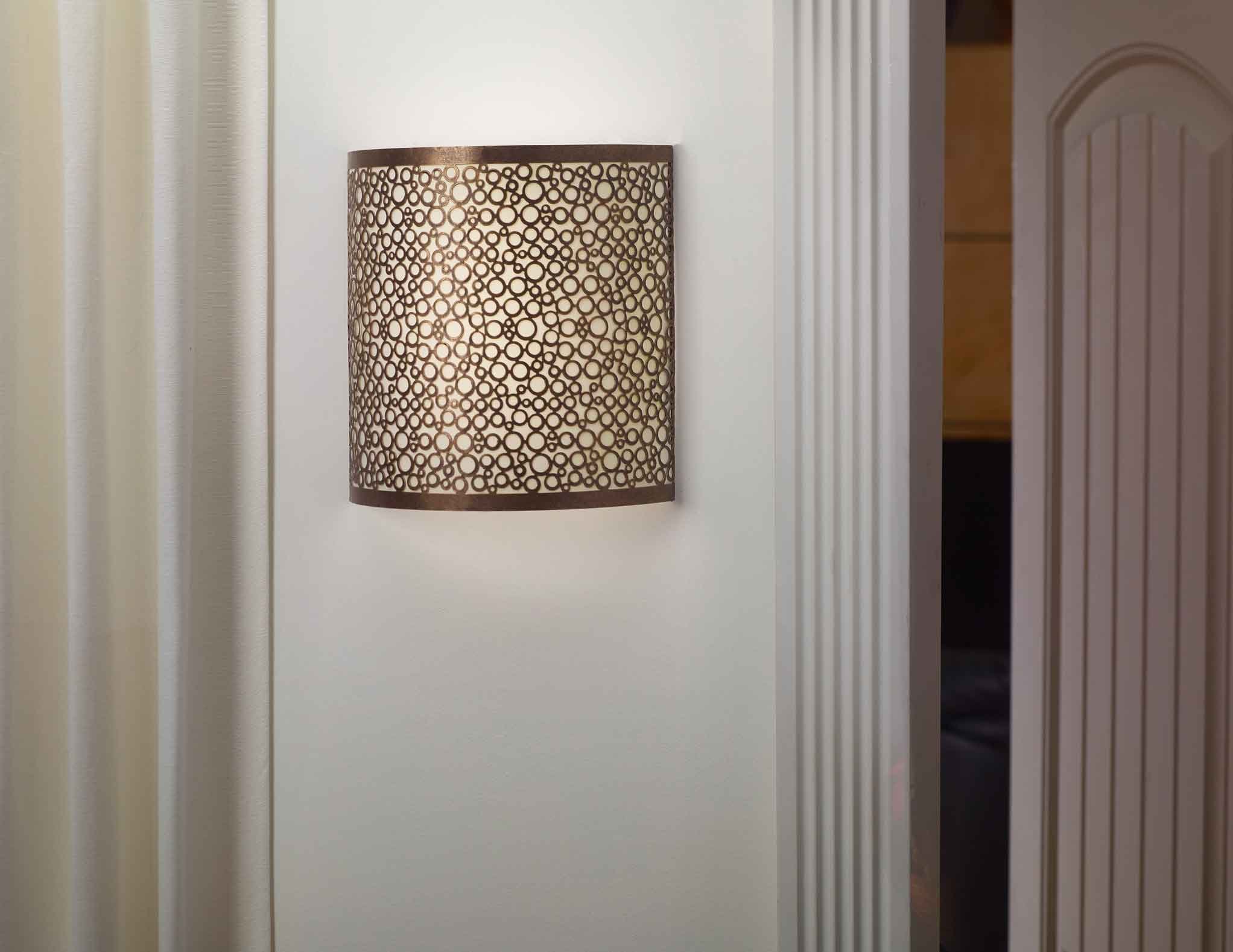 IEL-2900 Olita Barrel Wireless Wall Sconce - Amber Glass LED Battery-Operated Light Fixture for Bedroom, Hallway & Outdoor Patio Decor