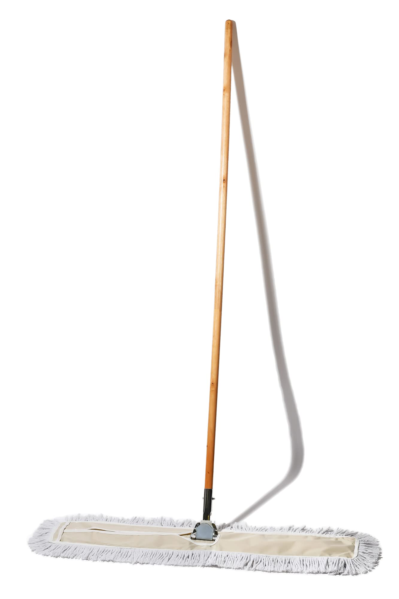 36-Inch Commercial Dust Mop & Floor Sweeper - Reusable Cotton Mop Head with Wooden Handle for Hardwood Floors Cleaning | Industrial Dry Mop for Janitorial Supplies & Office/Home Floor Maintenance