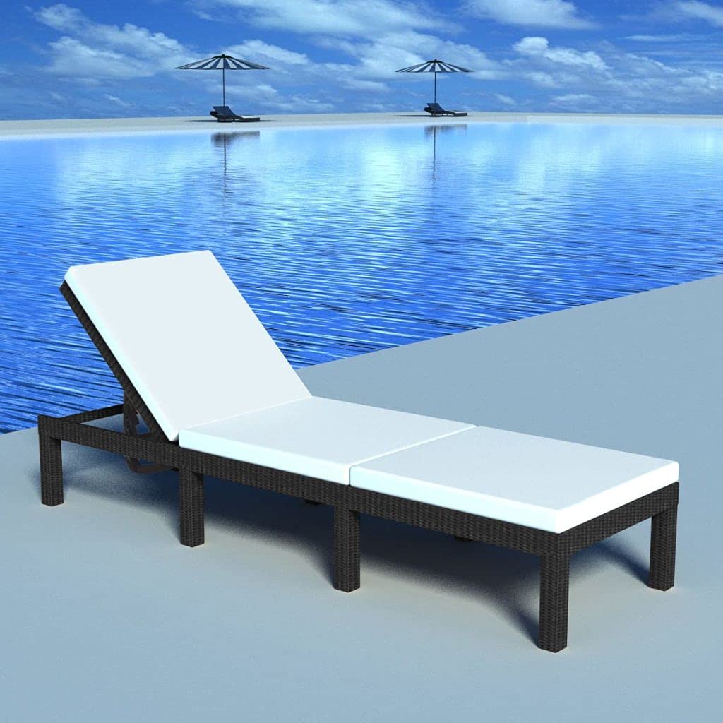 Premium Folding Sun Lounger Cushion Chair - Lightweight Outdoor/Indoor Beach Pool Lounge Chair for Patio, Backyard & Vacation - Portable Foldable Chaise Lounge with Comfortable Cushion