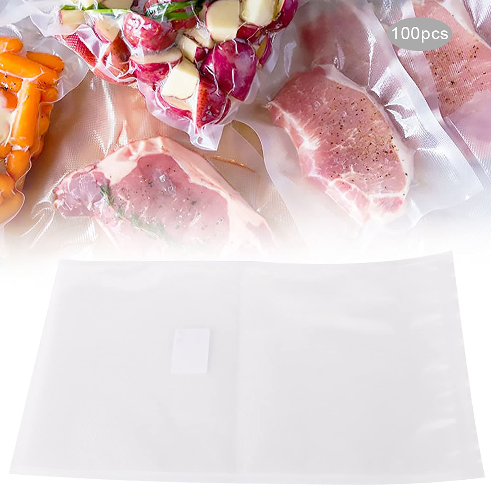 Qinlorgo Vacuum Sealer Bags 100PCS - Oil-Resistant Food Storage Bags for Vacuum Sealing (28x35cm) - Perfect for Meal Prep, Sous Vide & Long-Term Food Preservation