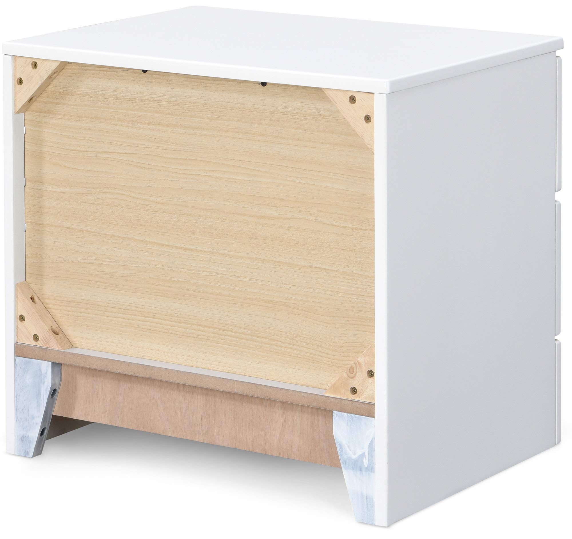 ClickDecor Hudson End Side Nightstand with 2 Drawers - White Wooden Bedroom Nightstand with Matte Chrome Handles | Perfect for Bedrooms, Guest Rooms & Small Spaces