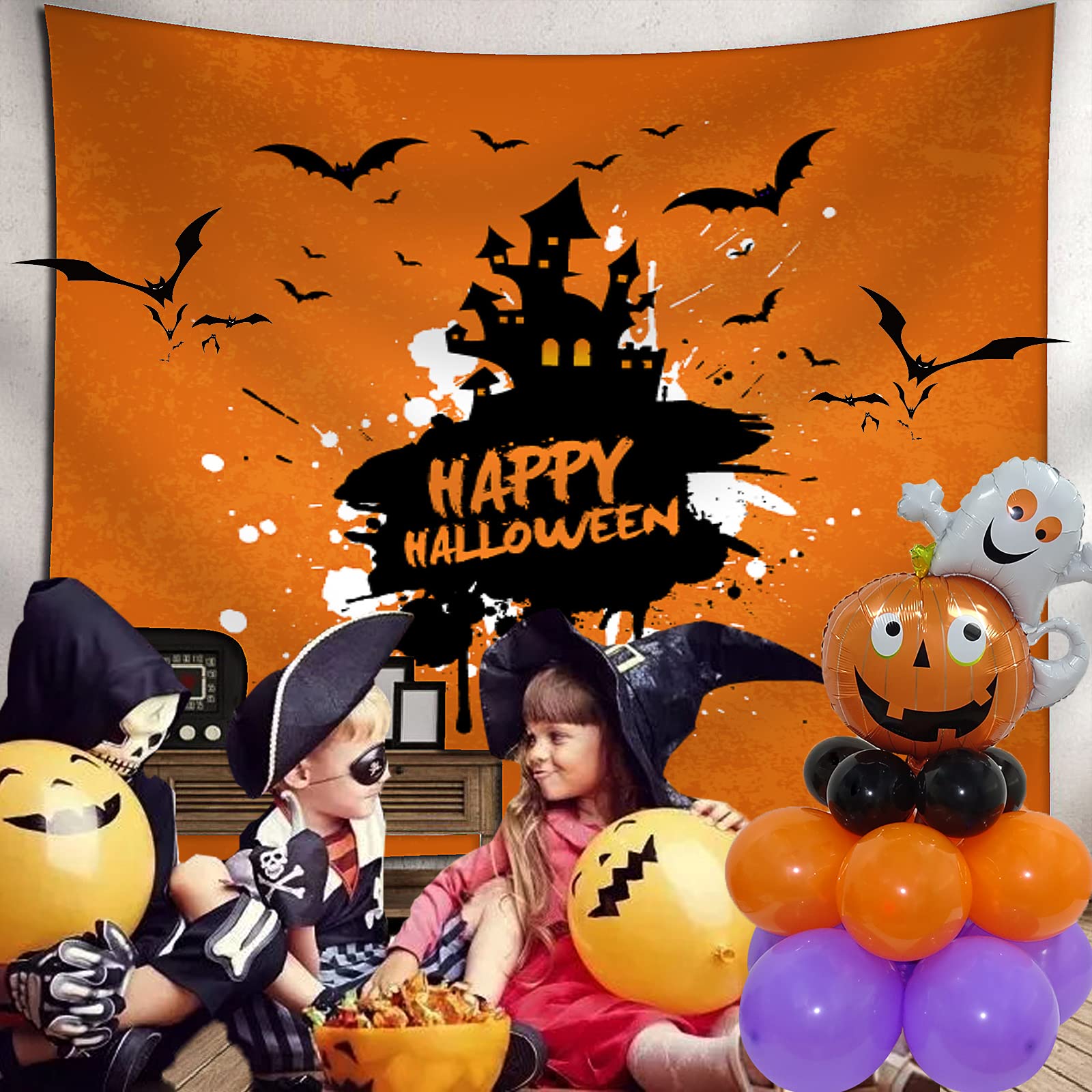 Halloween Balloons - Pumpkin & Ghost Foil Balloons, Latex Balloons for Kids Scary Party Decorations | Perfect for Halloween Birthday Parties, Home Decor & Spooky Events
