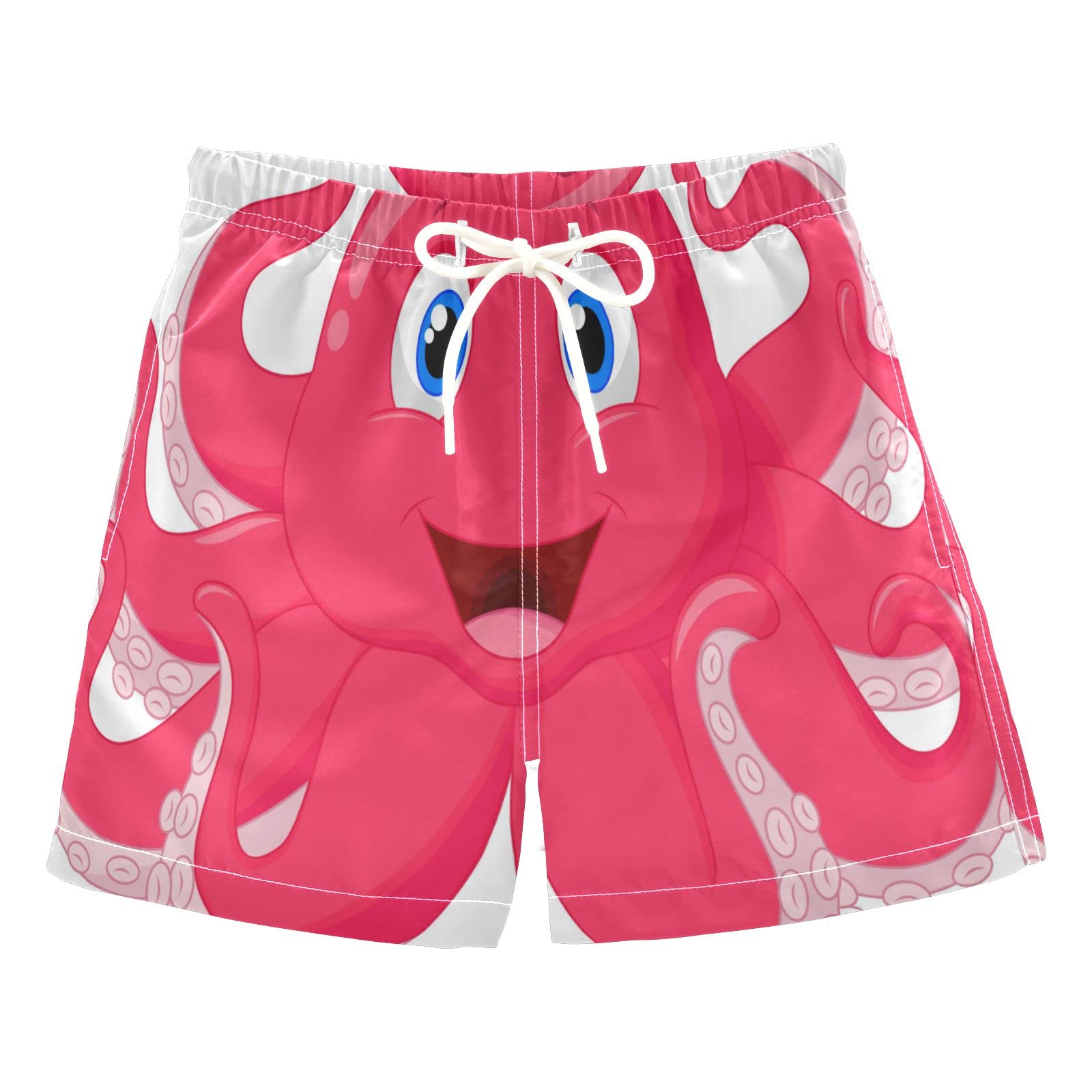 AMICHIC Boys Cute Octopus Cartoon Swim Trunks - Quick Dry Board Shorts for Beach, Surf & Pool - Hawaii Vacation Essentials for Kids Summer Water Activities