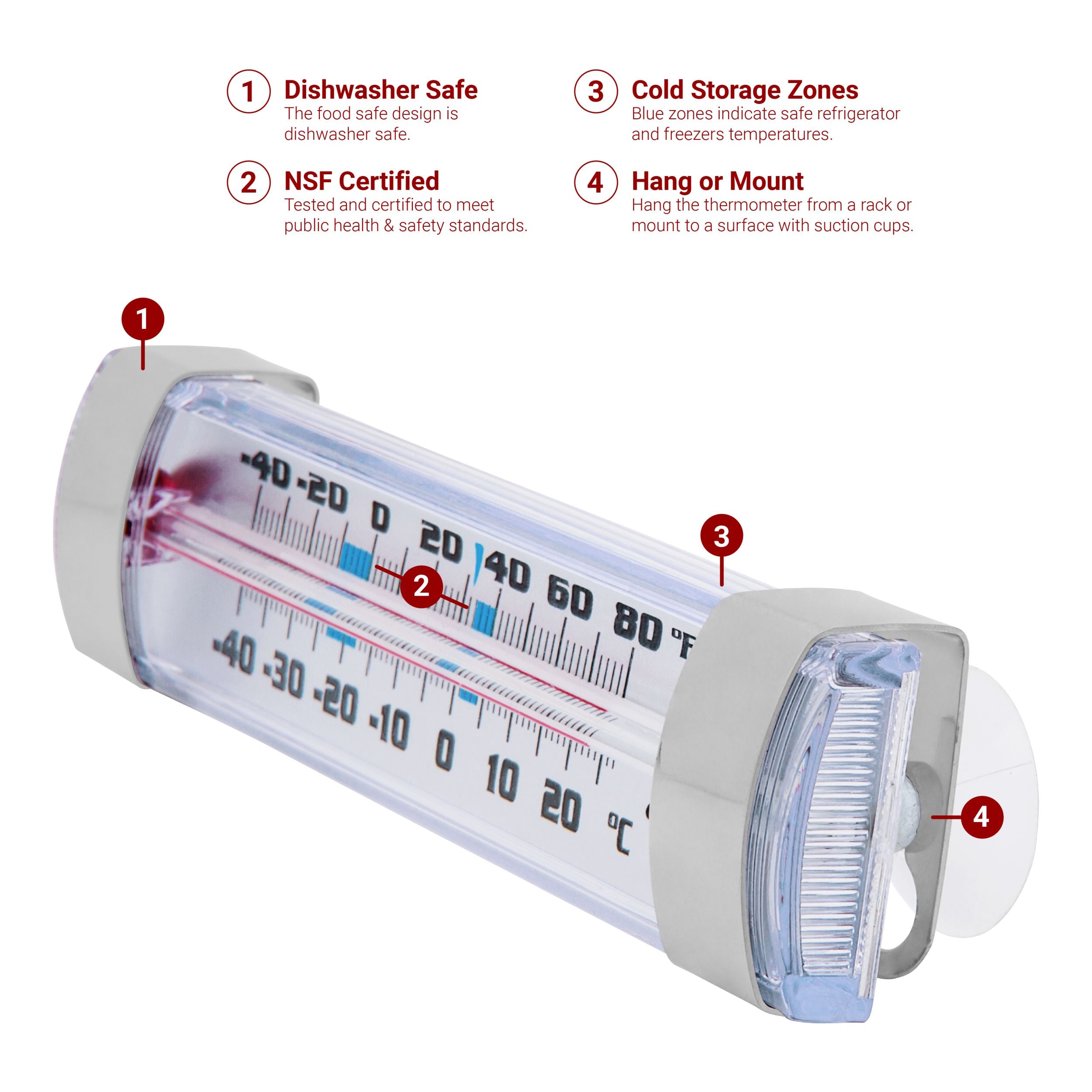 Accurate Column Refrigerator Freezer Thermometer - Digital Temperature Monitor for Home, Restaurant & Commercial Use - Perfect for Fridge, Deep Freezer & Wine Cooler Storage