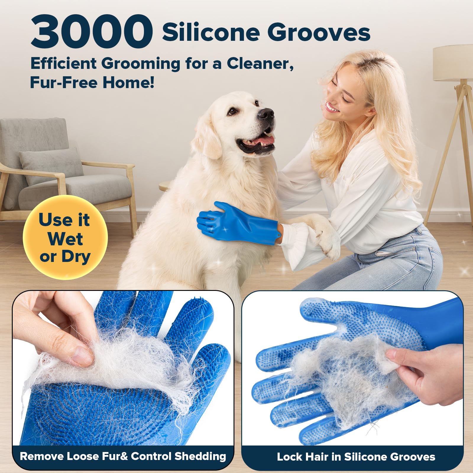 6PCS Pet Grooming Kit - Dog Washing Gloves, Bath Brush & Toothbrush Finger for Dogs & Cats | Pet Bathing Supplies for Home Grooming & Cleaning | Dog Shampoo Brush & Grooming Gloves for Easy Bath Time