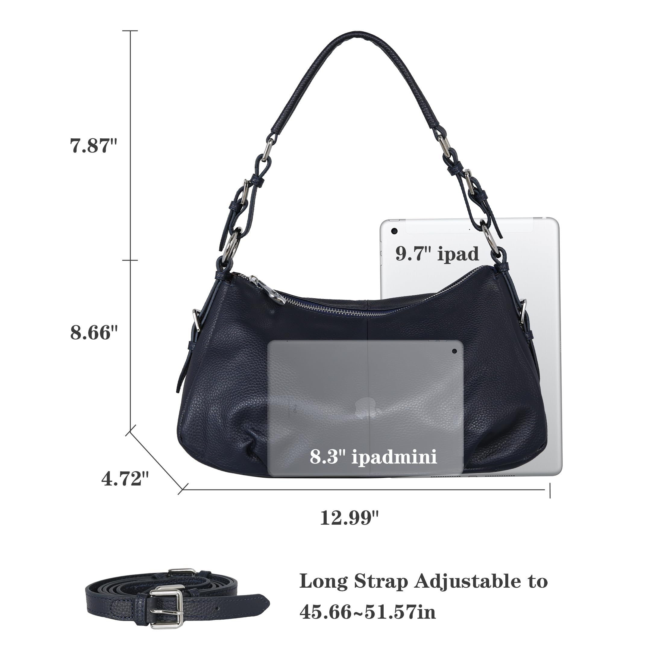 HESHE Genuine Leather Handbags for Women - Hobo Shoulder Bag, Tote & Crossbody Purse - Fashionable Designer Satchel - Perfect for Work, Travel & Everyday Use