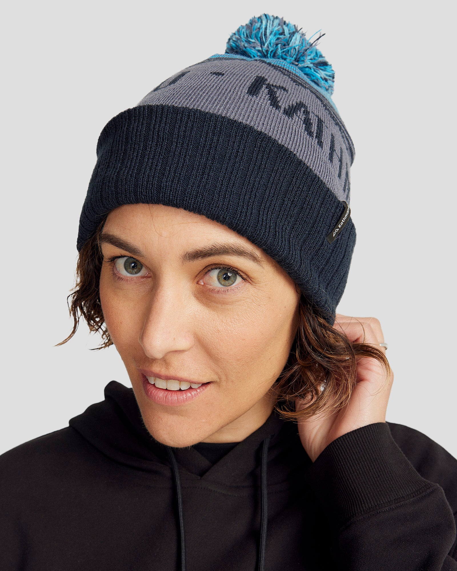 MTN Skies Pompom Beanie - Soft Winter Knit Hat for Women & Men - Navy Sea Blue - Cozy Outdoor Beanie for Skiing, Hiking & Cold Weather