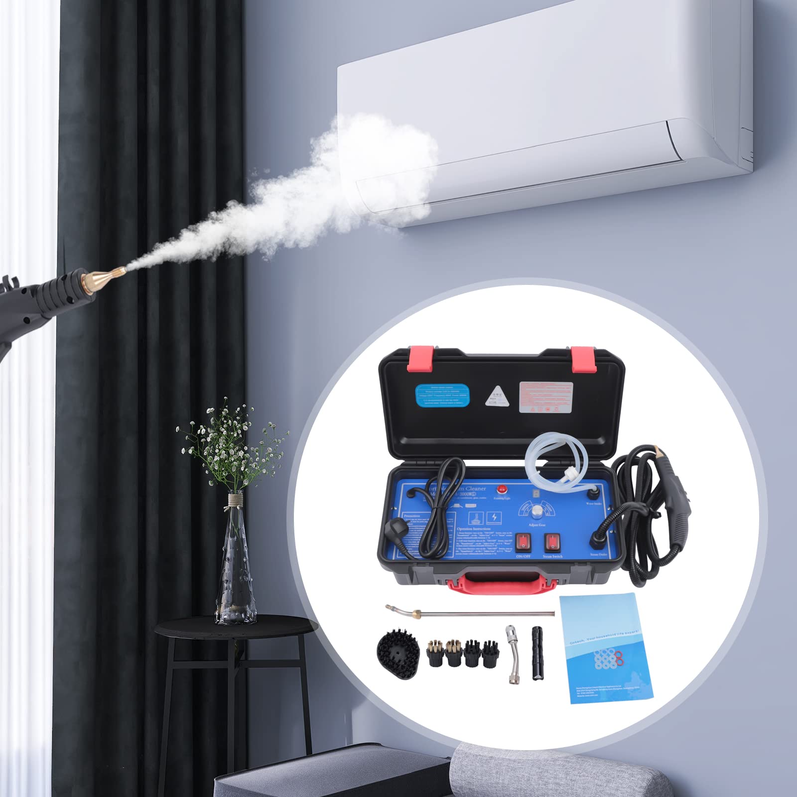 Portable Steam Cleaner 110V 1700W High Pressure Commercial Steam Cleaning System | Handheld 5Bar Pressurized Steam Cleaner with Diaphragm Pump | 360° Cleaning for Kitchen, Car, Home & Office Use | Perfect for Deep Cleaning Appliances, Upholstery & Hard Surfaces