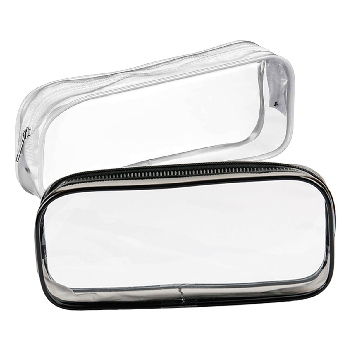 2Pcs Clear Toiletry Bags for Traveling - Waterproof TSA Approved Travel Cosmetic Organizer (Black & White Set) | Perfect for Toiletries, Makeup, Skincare & Essentials | Great for Airplane Carry-on, Gym, Camping & Weekend Getaways